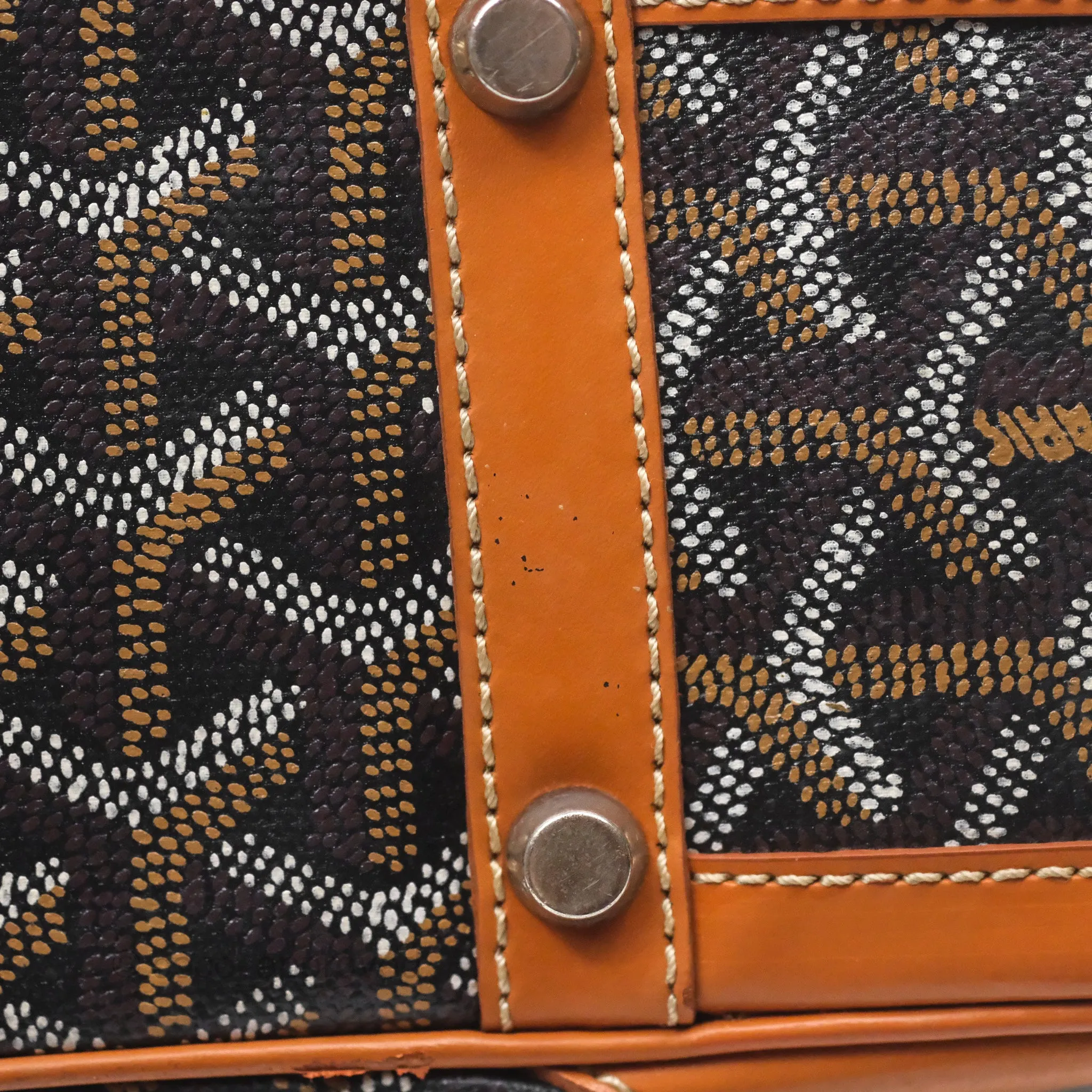 Goyard Saint Martin Bag Goyardine Canvas Black/ Tan