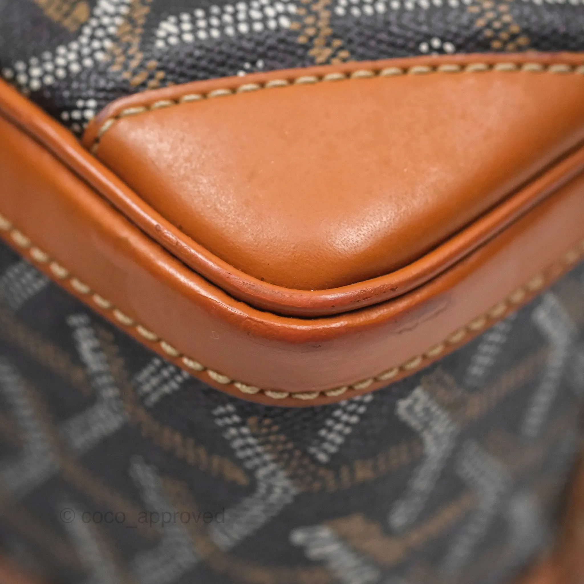 Goyard Saint Martin Bag Goyardine Canvas Black/ Tan