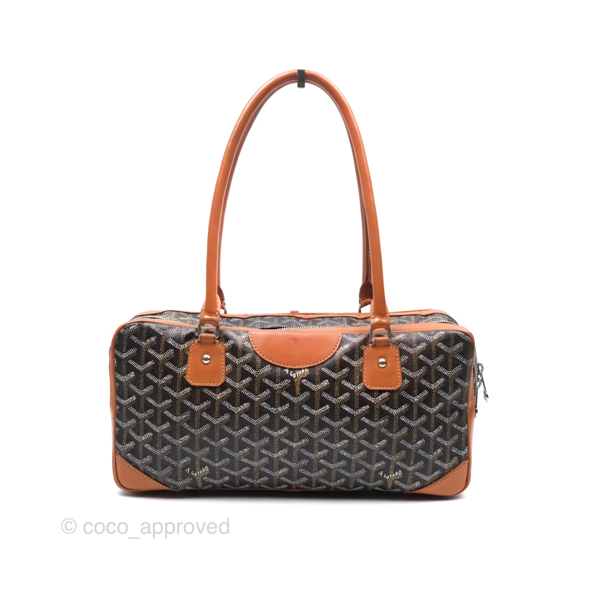 Goyard Saint Martin Bag Goyardine Canvas Black/ Tan