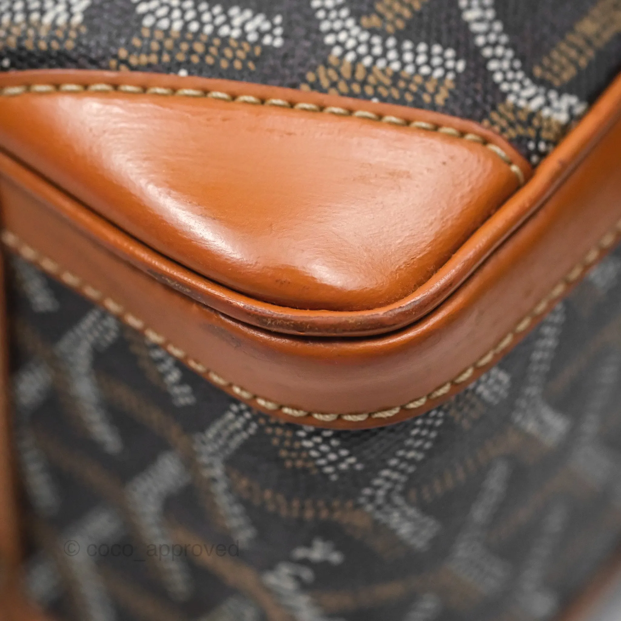 Goyard Saint Martin Bag Goyardine Canvas Black/ Tan
