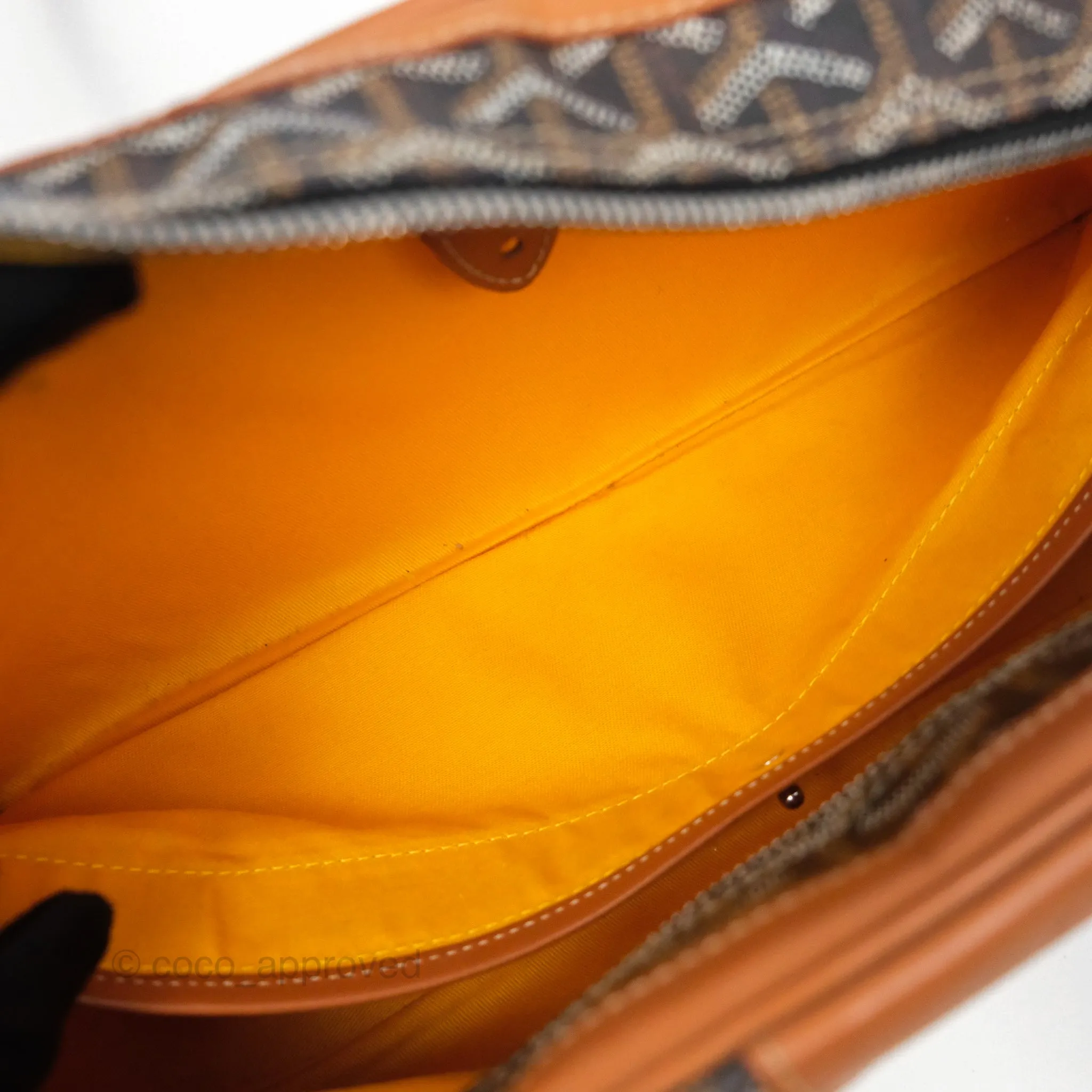 Goyard Saint Martin Bag Goyardine Canvas Black/ Tan