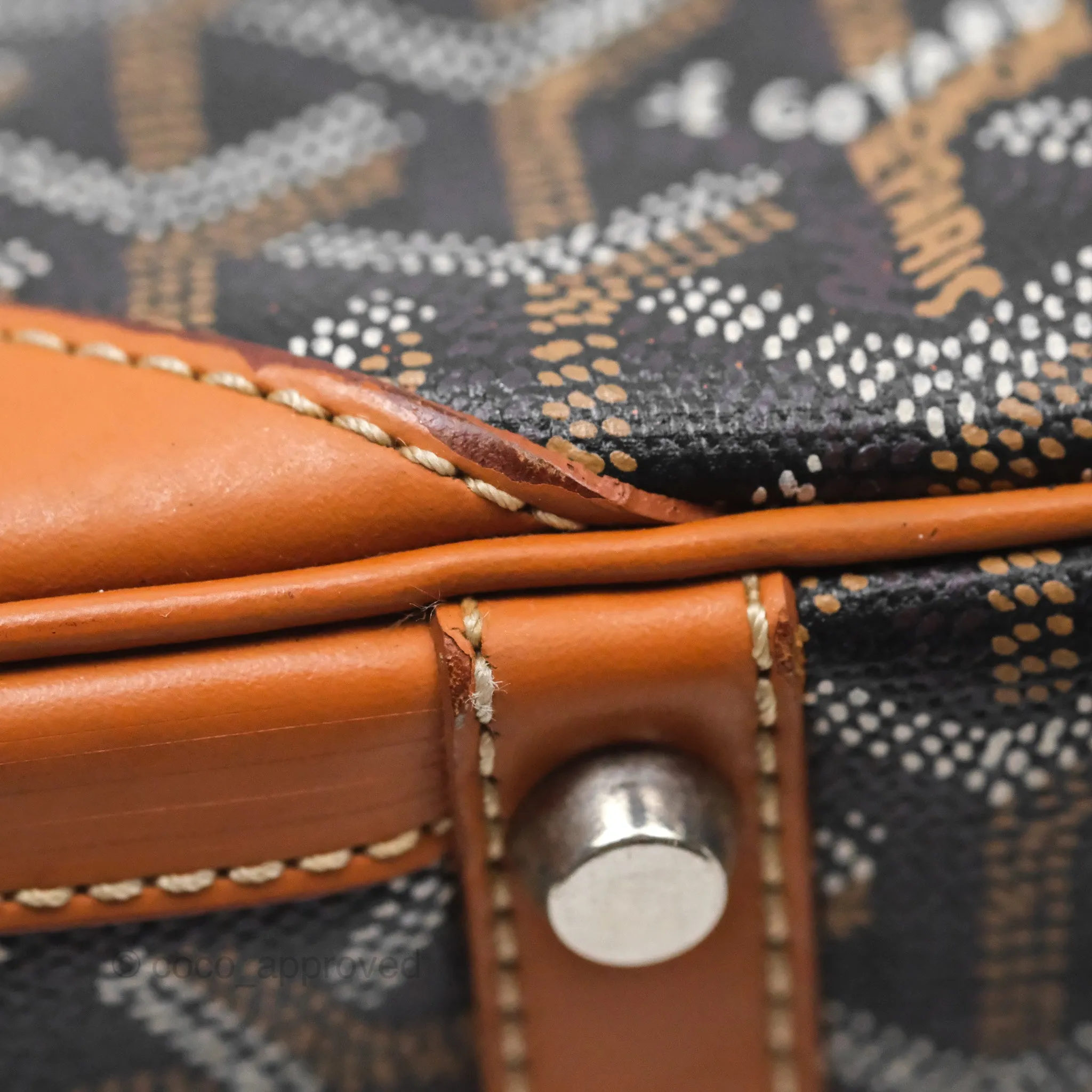 Goyard Saint Martin Bag Goyardine Canvas Black/ Tan