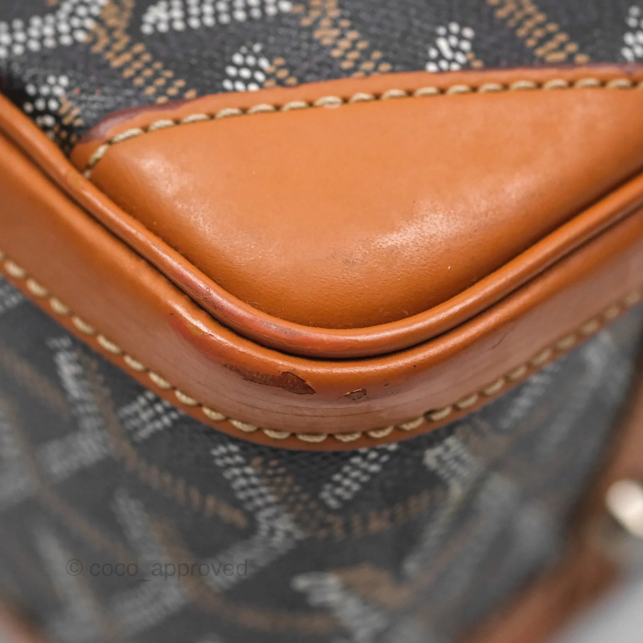 Goyard Saint Martin Bag Goyardine Canvas Black/ Tan