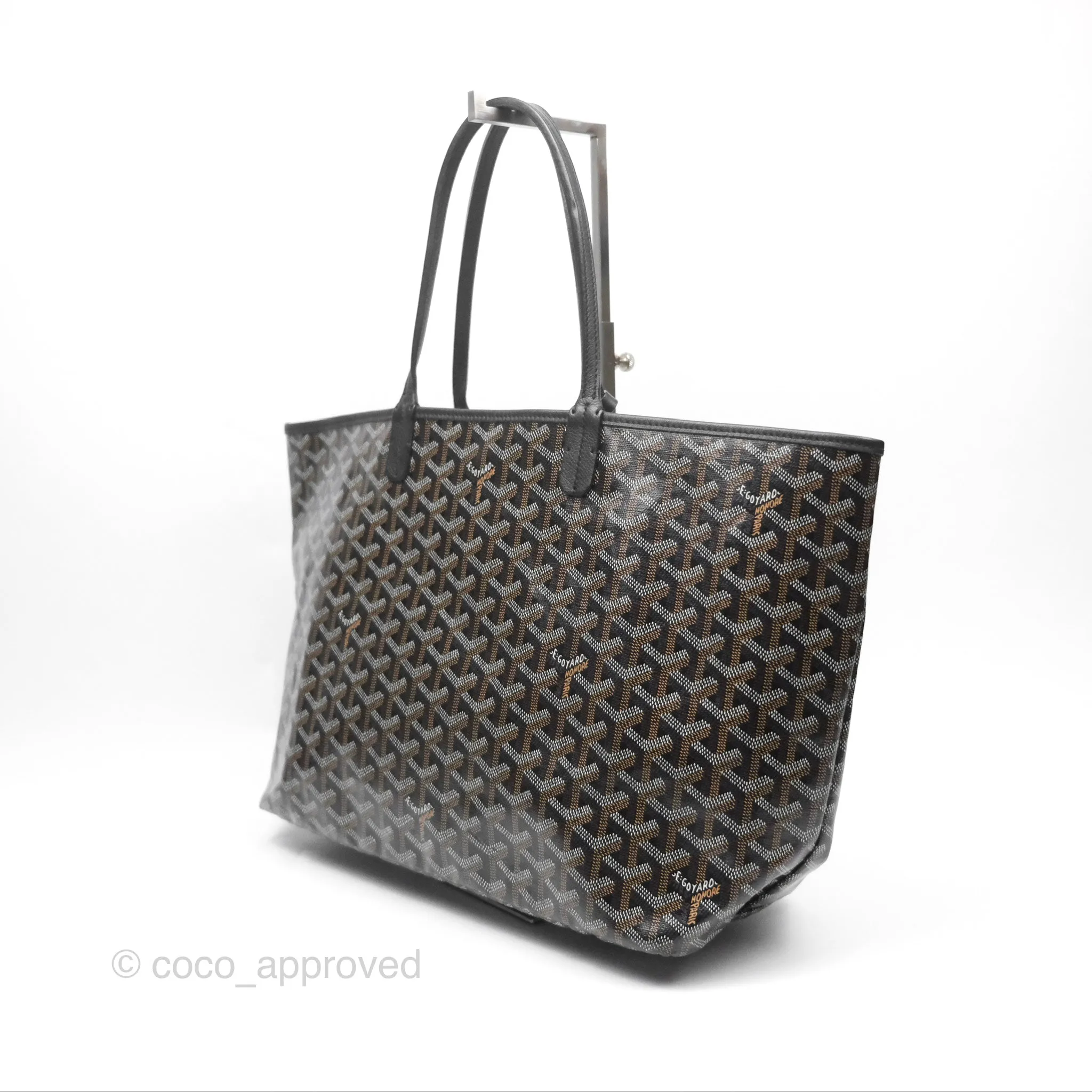 Goyard St Louis Tote PM Goyardine Canvas Black