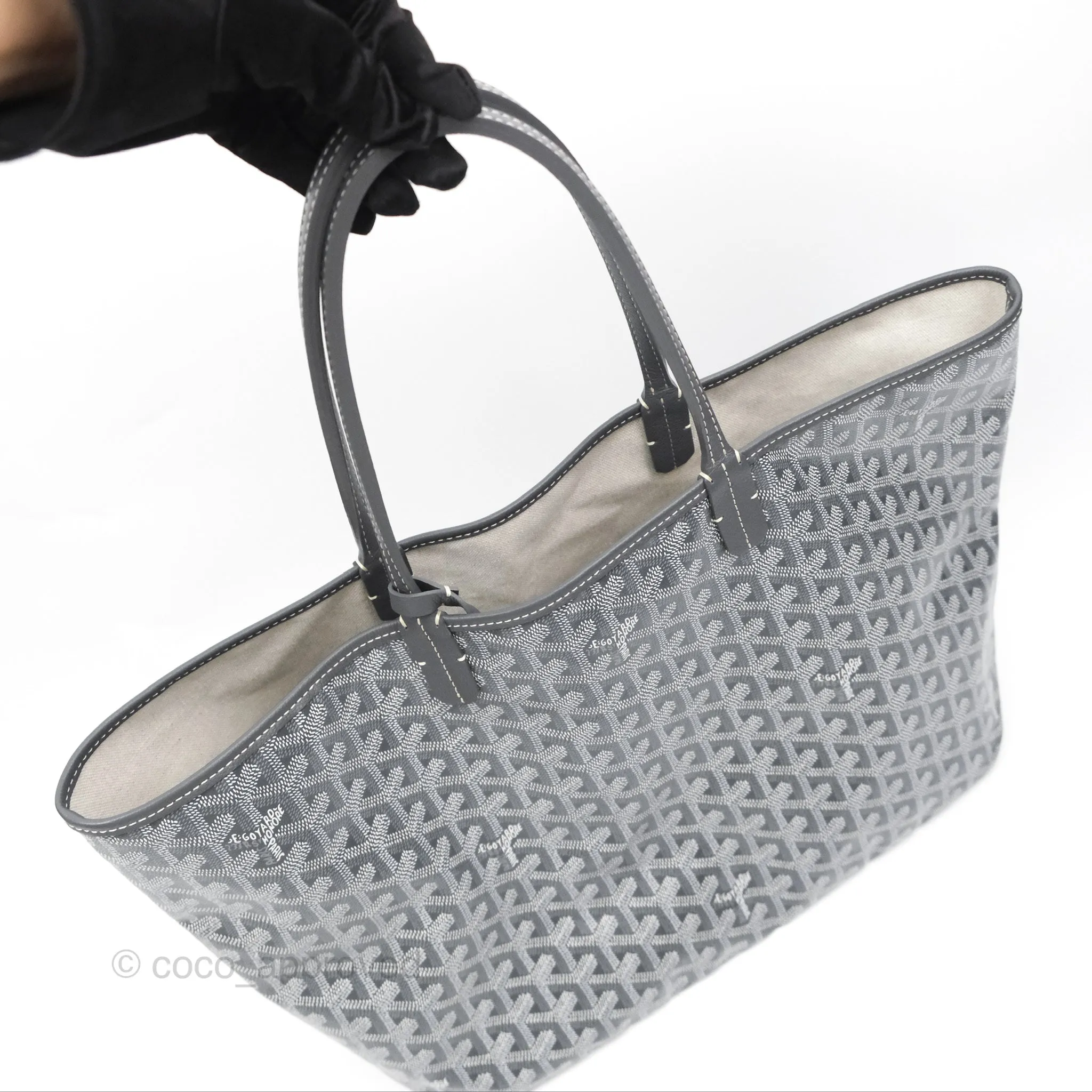 Goyard St Louis Tote PM Grey Canvas