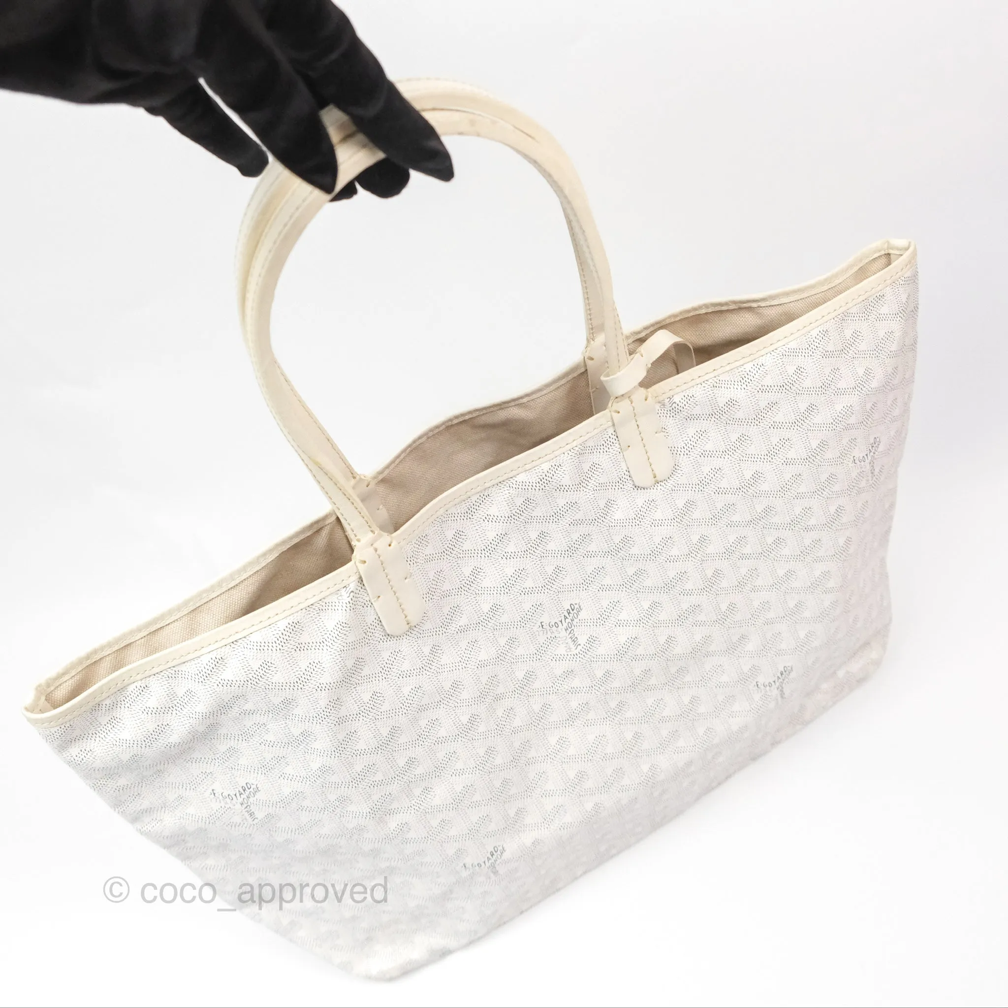 Goyard St Louis Tote PM White Goyardine Canvas