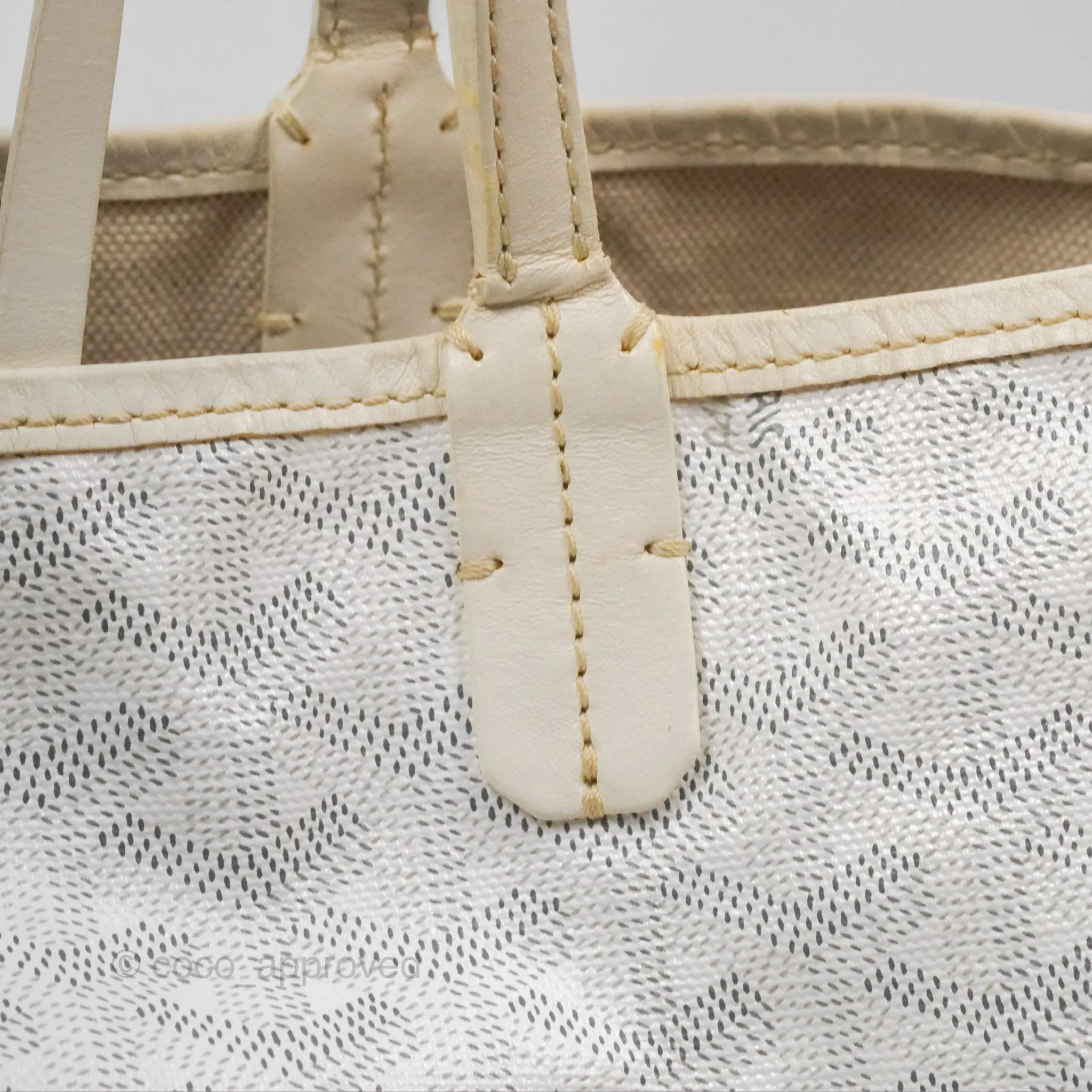 Goyard St Louis Tote PM White Goyardine Canvas