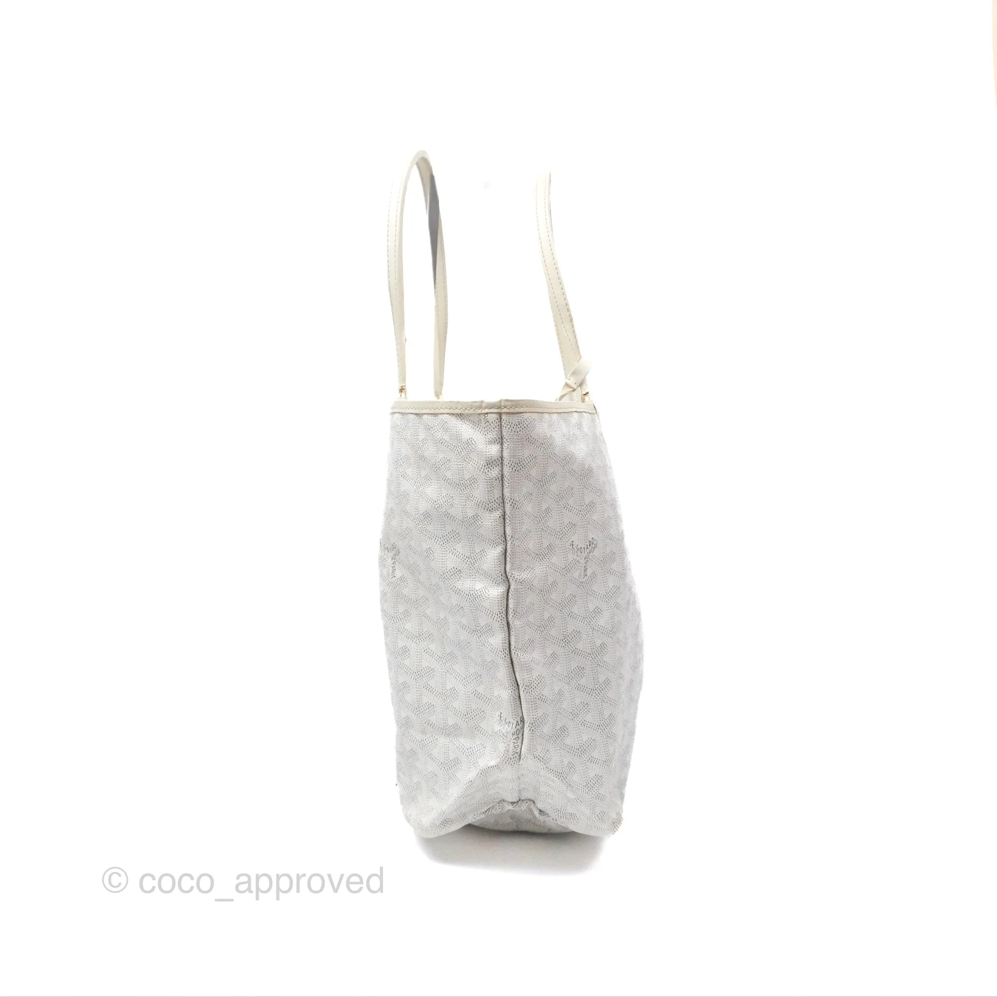 Goyard St Louis Tote PM White Goyardine Canvas