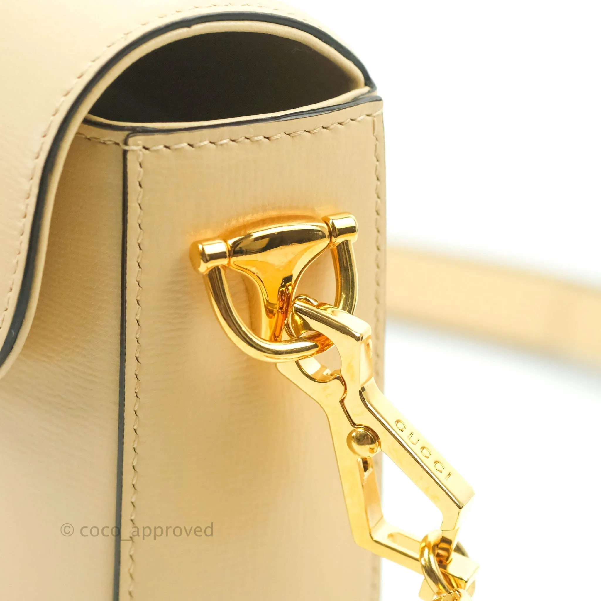 Gucci 1955 Horsebit Mini Shoulder Bag Beige Calfskin Gold Hardware