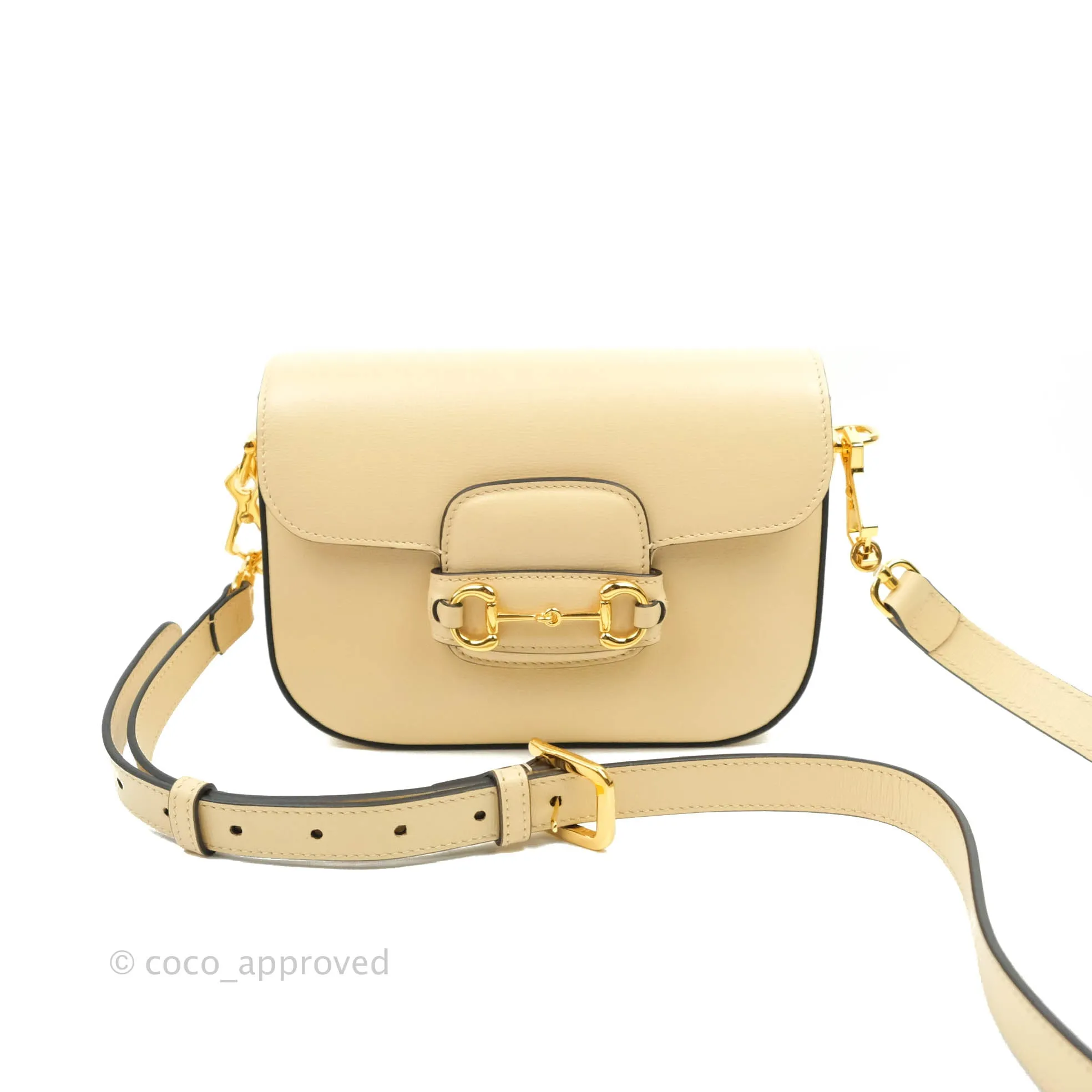 Gucci 1955 Horsebit Mini Shoulder Bag Beige Calfskin Gold Hardware