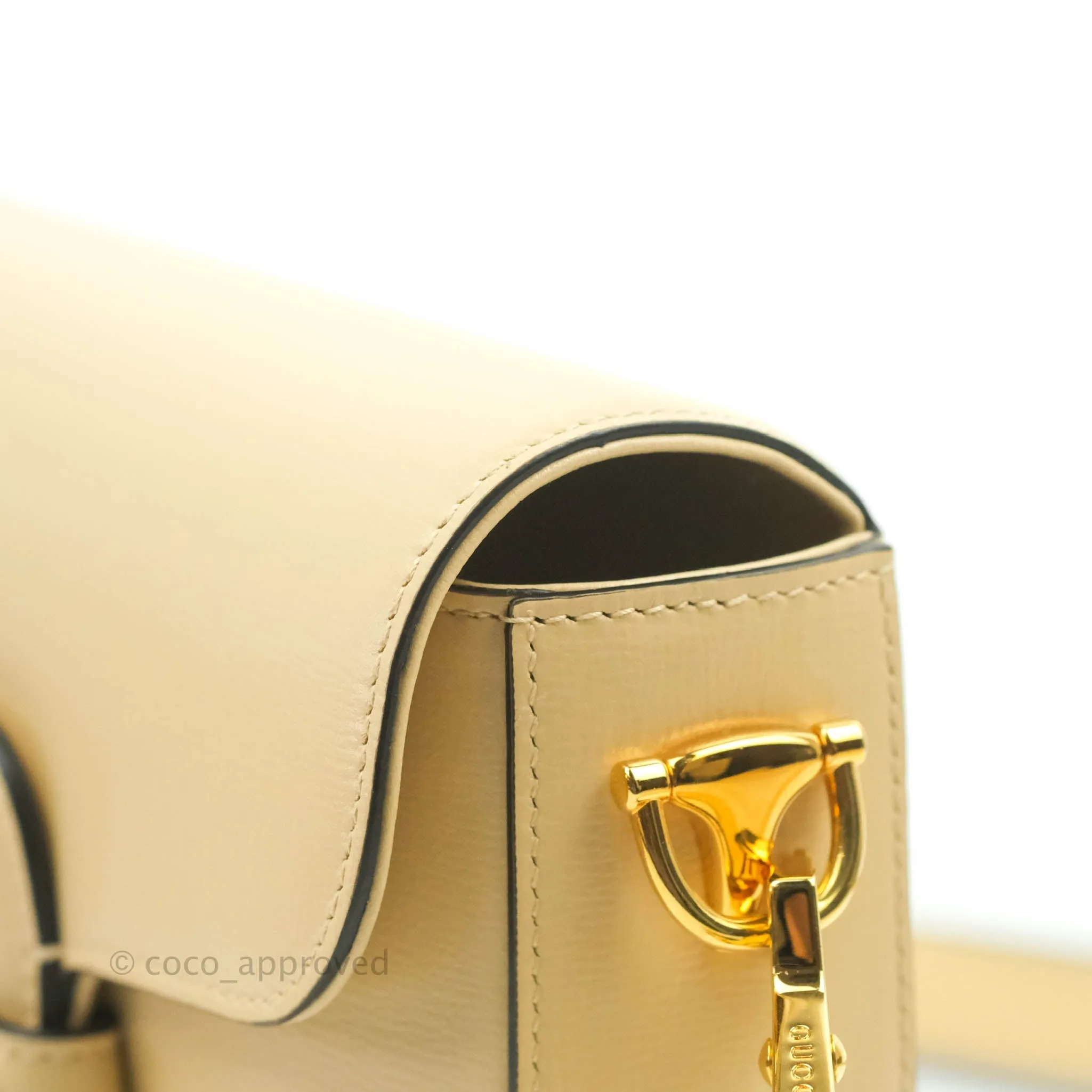 Gucci 1955 Horsebit Mini Shoulder Bag Beige Calfskin Gold Hardware
