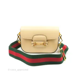 Gucci 1955 Horsebit Mini Shoulder Bag Beige Calfskin Gold Hardware