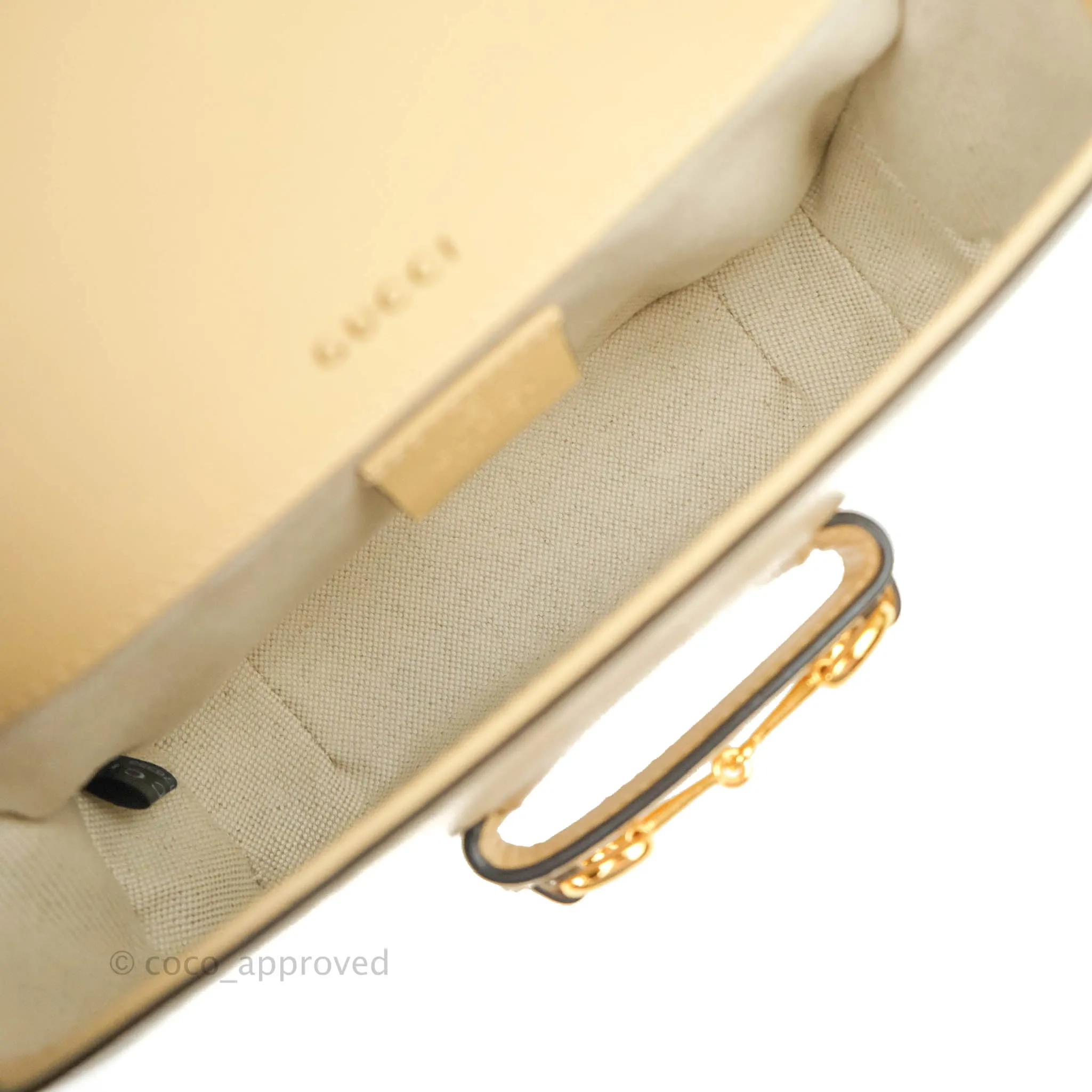Gucci 1955 Horsebit Mini Shoulder Bag Beige Calfskin Gold Hardware