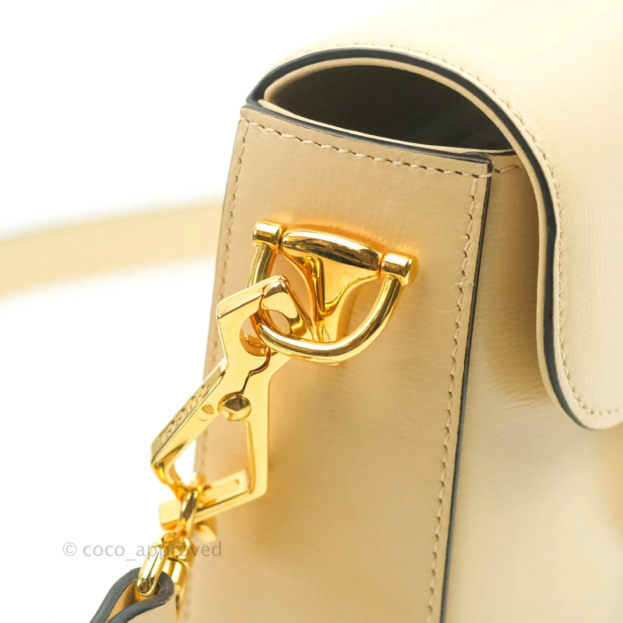 Gucci 1955 Horsebit Mini Shoulder Bag Beige Calfskin Gold Hardware