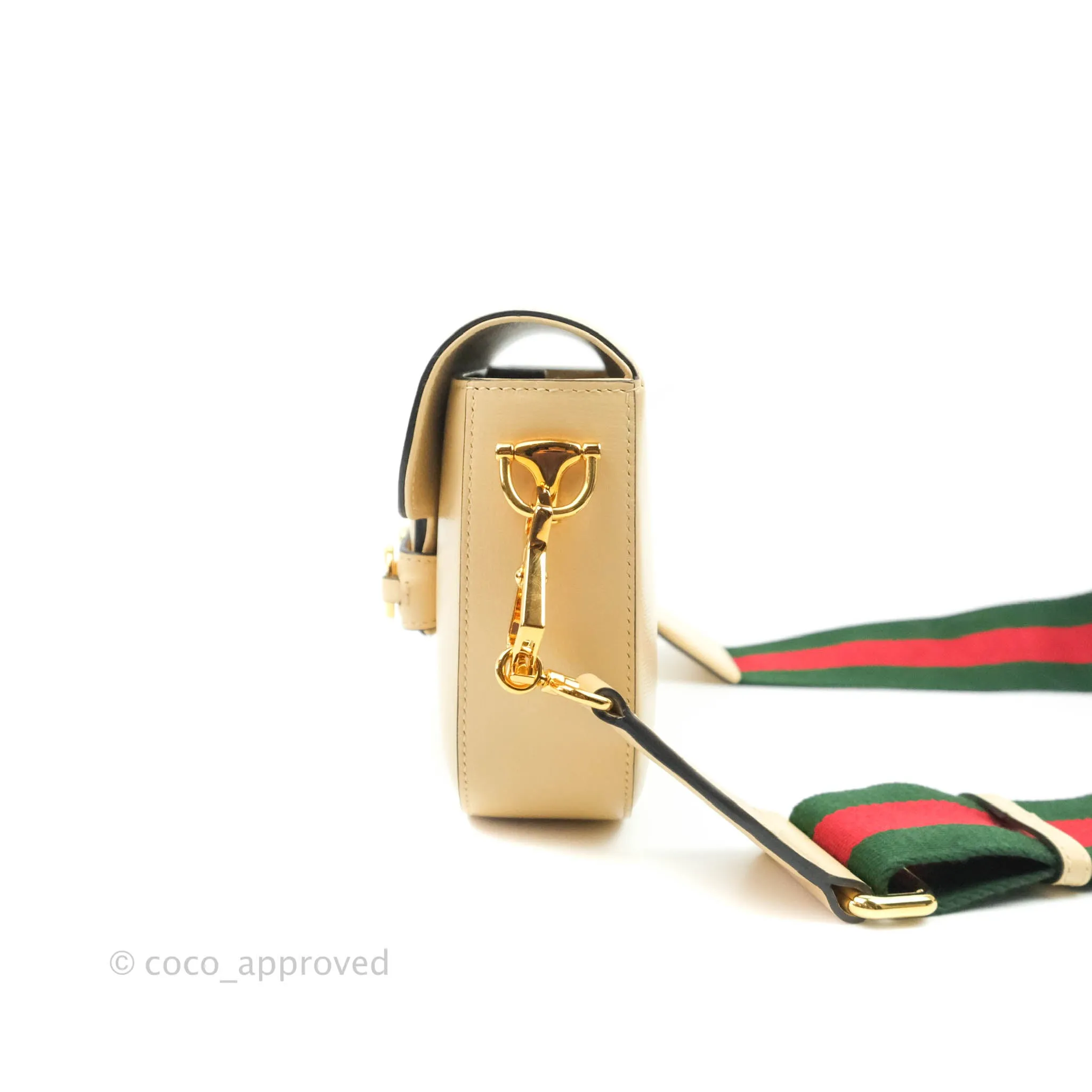 Gucci 1955 Horsebit Mini Shoulder Bag Beige Calfskin Gold Hardware