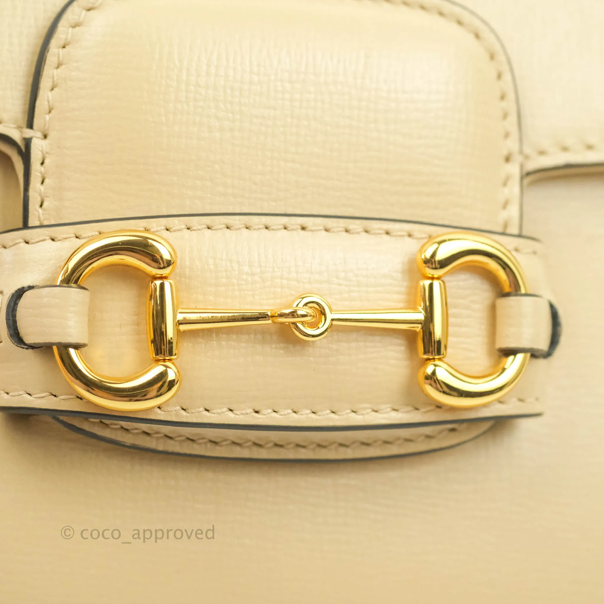 Gucci 1955 Horsebit Mini Shoulder Bag Beige Calfskin Gold Hardware