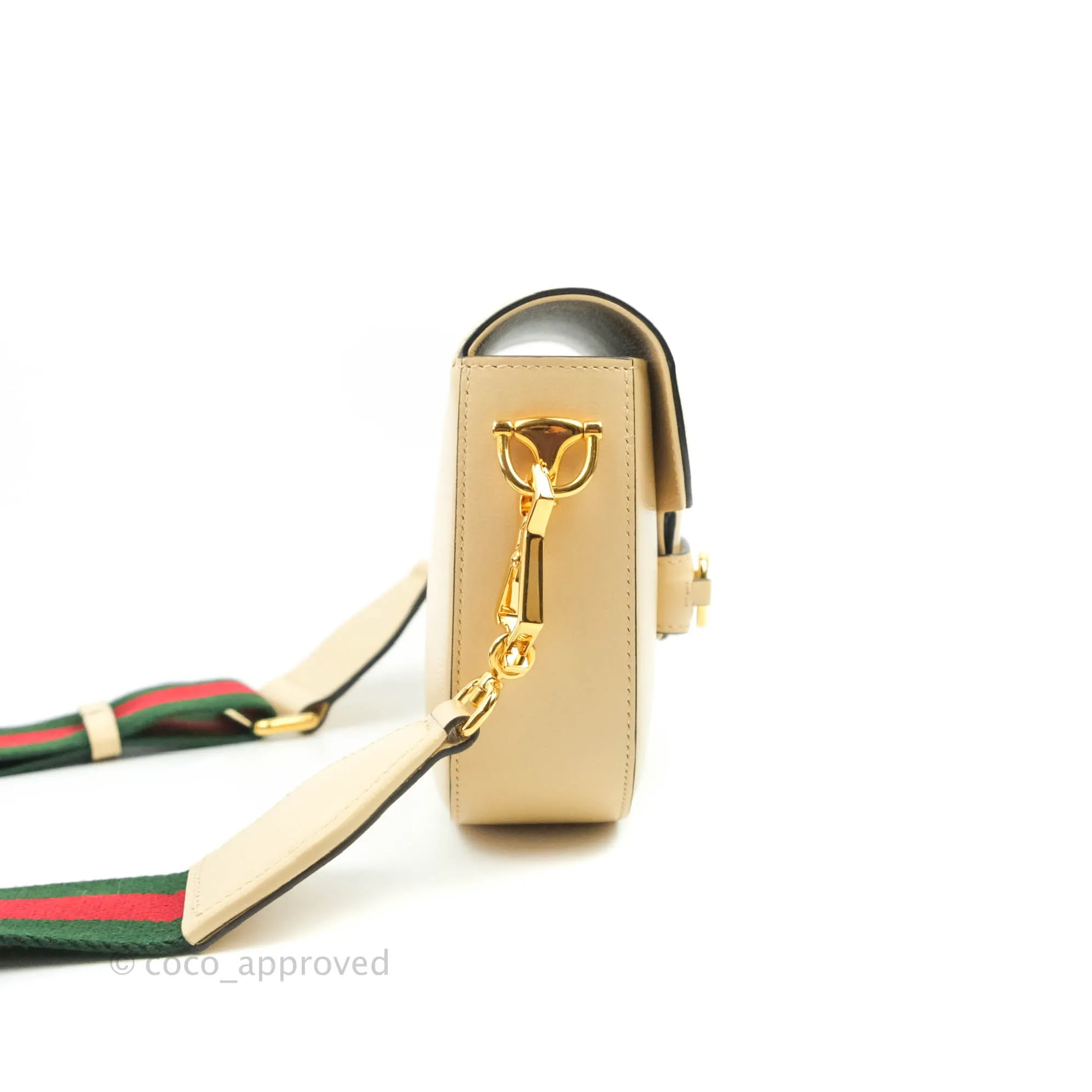 Gucci 1955 Horsebit Mini Shoulder Bag Beige Calfskin Gold Hardware