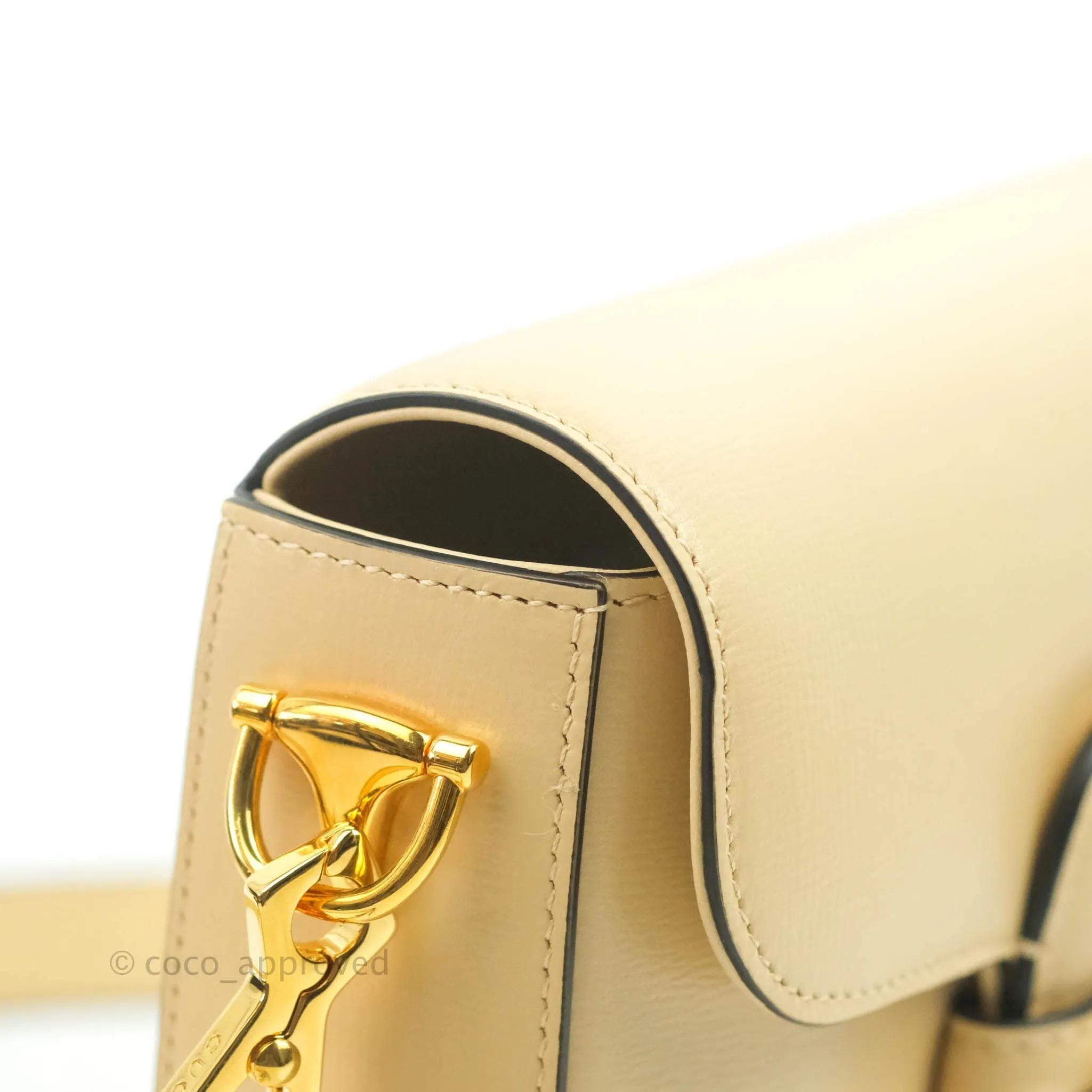 Gucci 1955 Horsebit Mini Shoulder Bag Beige Calfskin Gold Hardware