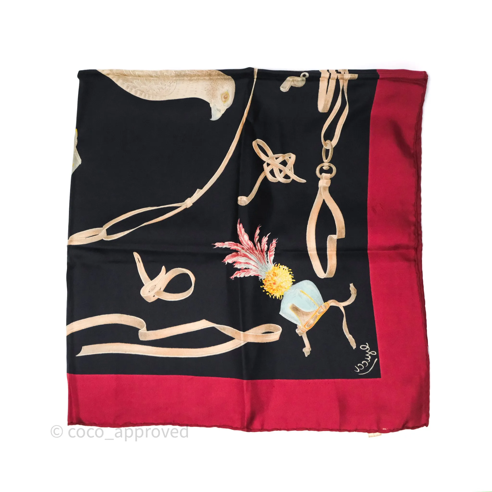 Gucci Bird Printed Scarf Seta Dark Red