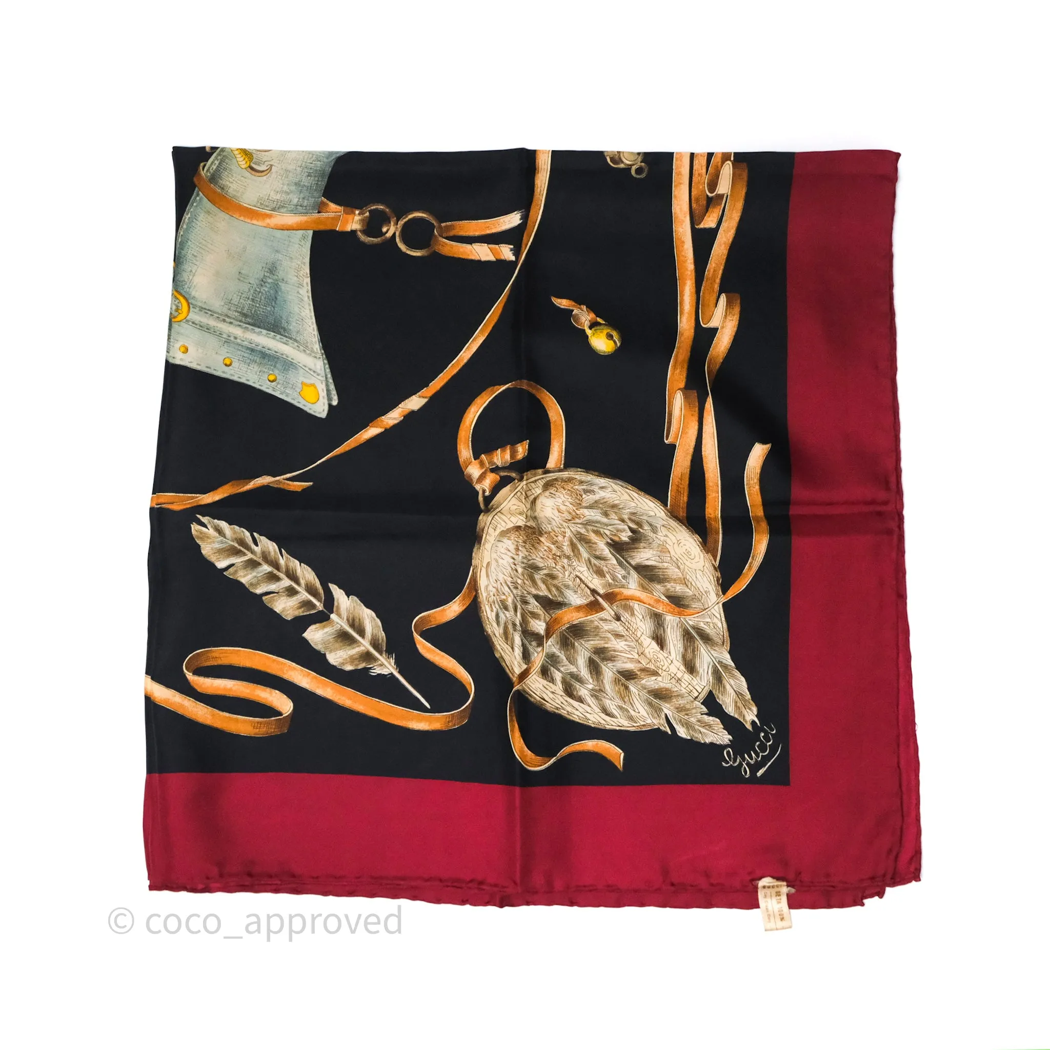 Gucci Bird Printed Scarf Seta Dark Red