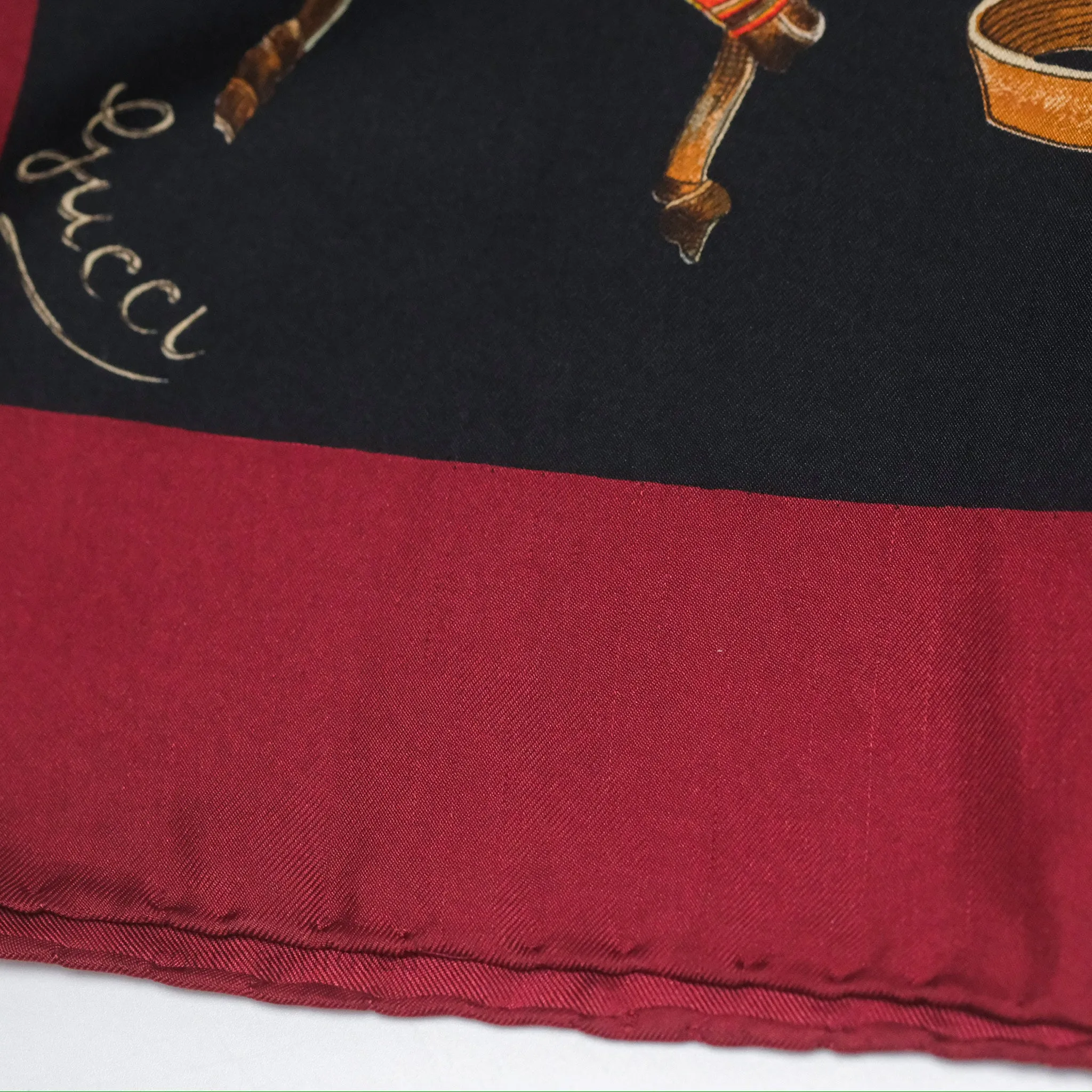 Gucci Bird Printed Scarf Seta Dark Red