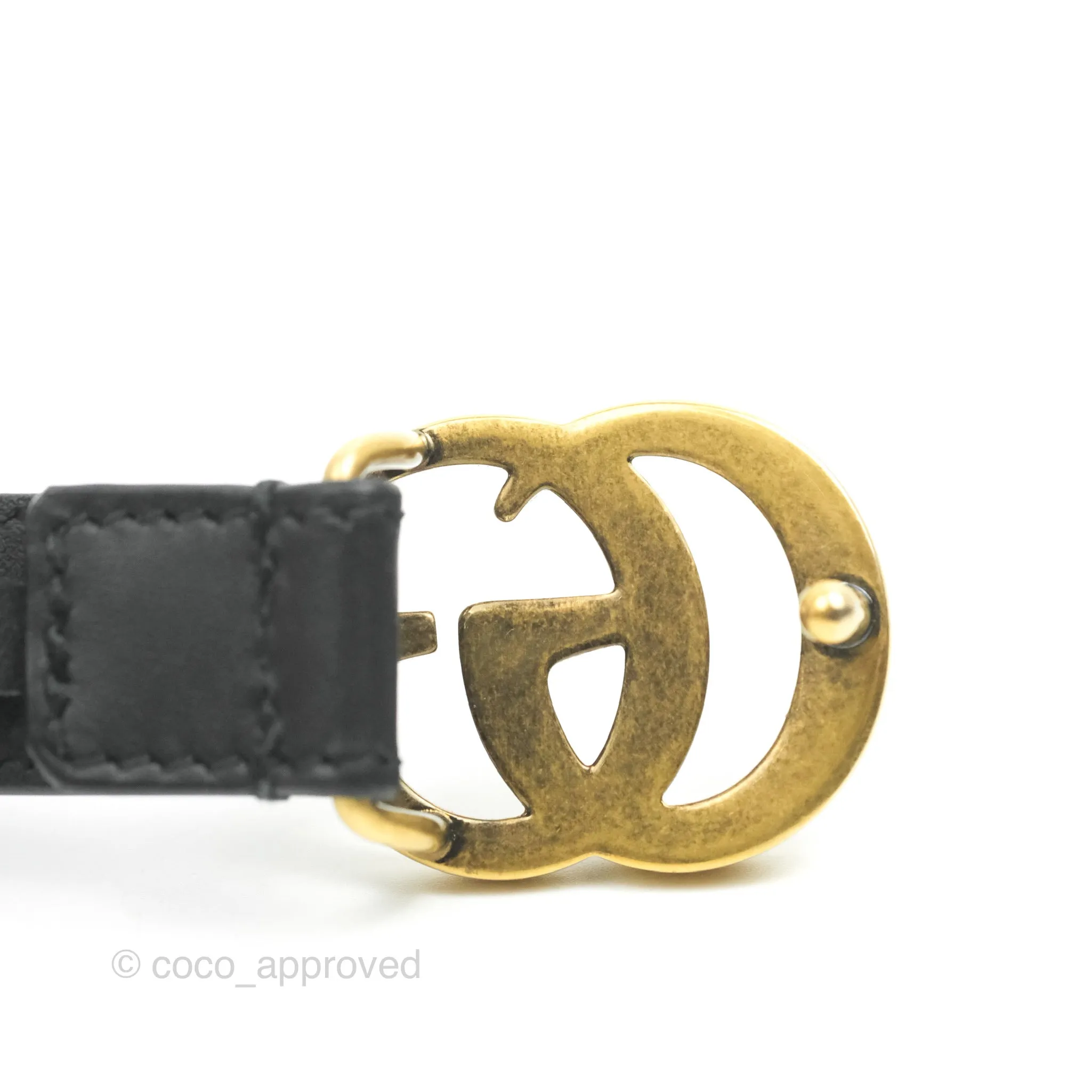 Gucci Black Calfskin Double GG 20mm Belt 80 32