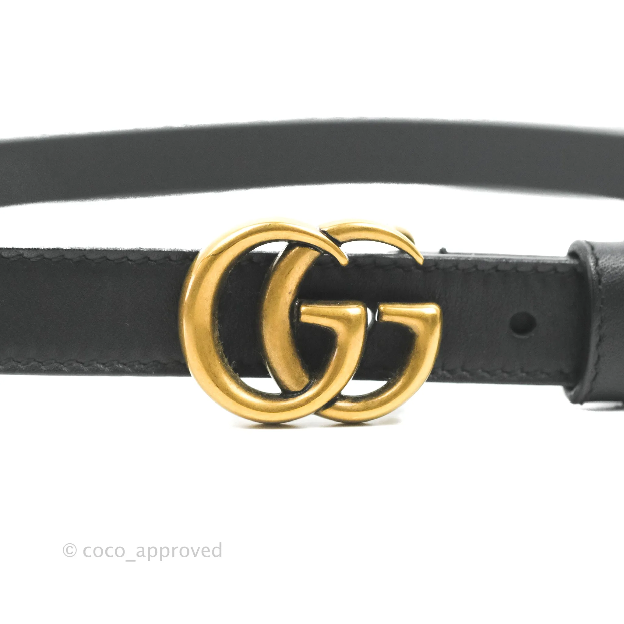 Gucci Black Calfskin Double GG 20mm Belt 80 32