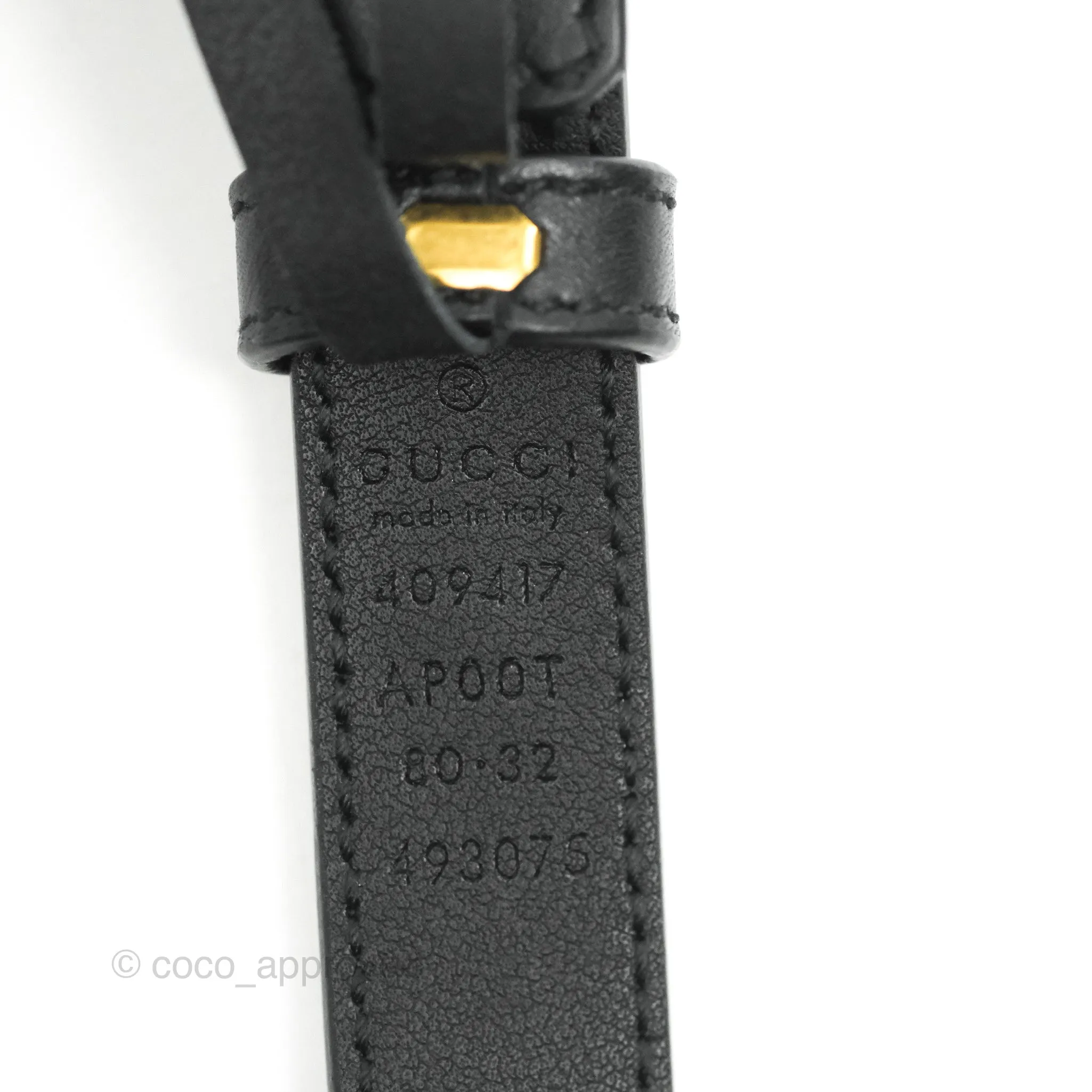 Gucci Black Calfskin Double GG 20mm Belt 80 32