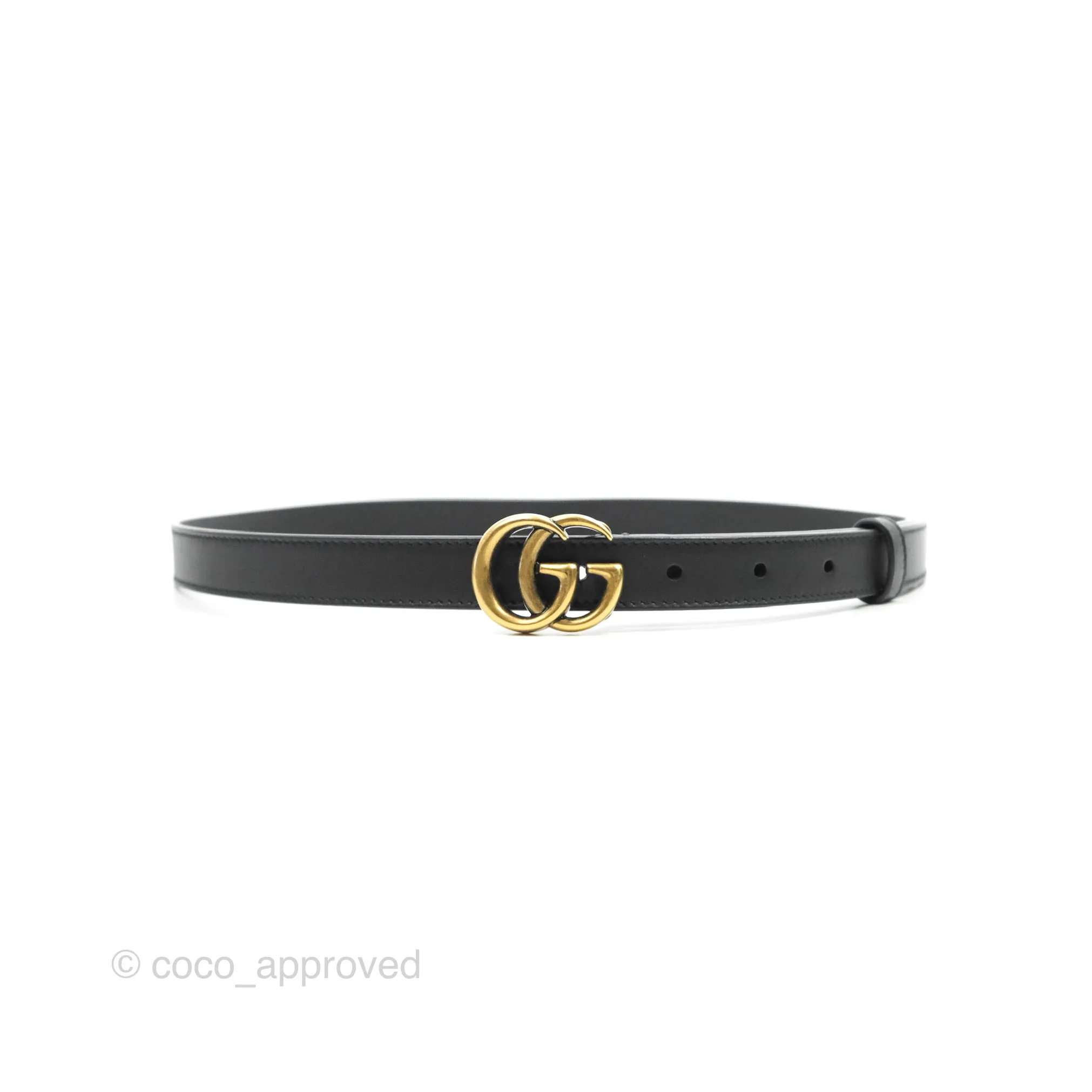 Gucci Black Calfskin Double GG 20mm Belt 80 32