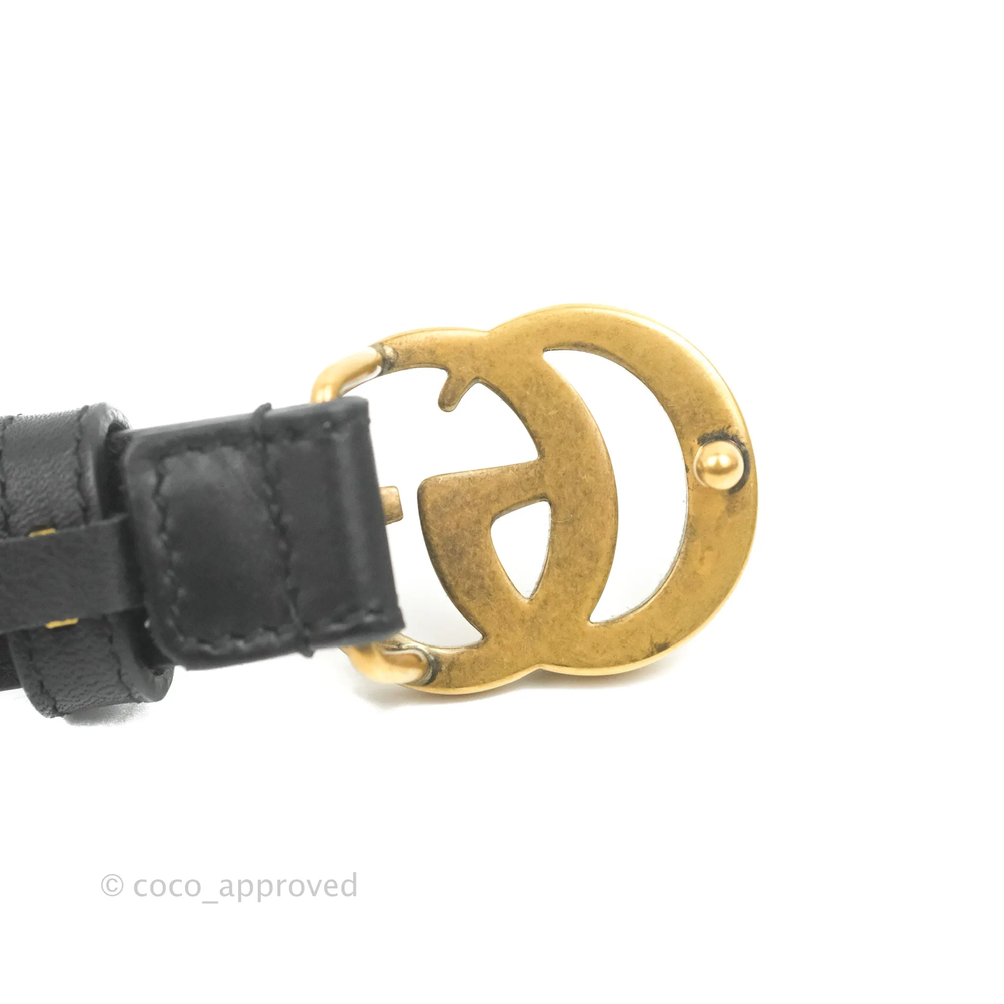 Gucci Black Calfskin Double GG 20mm Belt 80 32