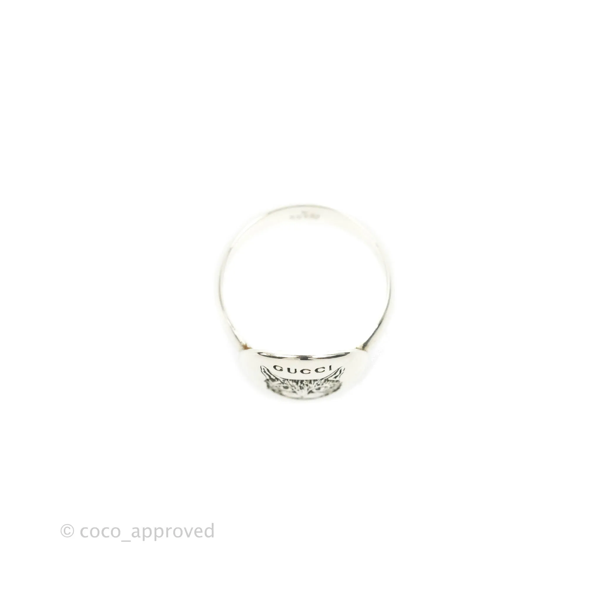 Gucci Blind For Love Mystic Cat Engraved Ring Sterling Silver Size 10