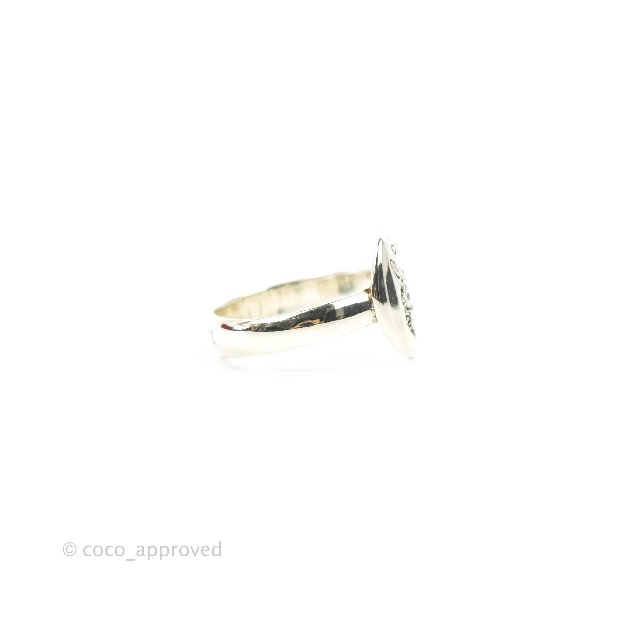 Gucci Blind For Love Mystic Cat Engraved Ring Sterling Silver Size 10