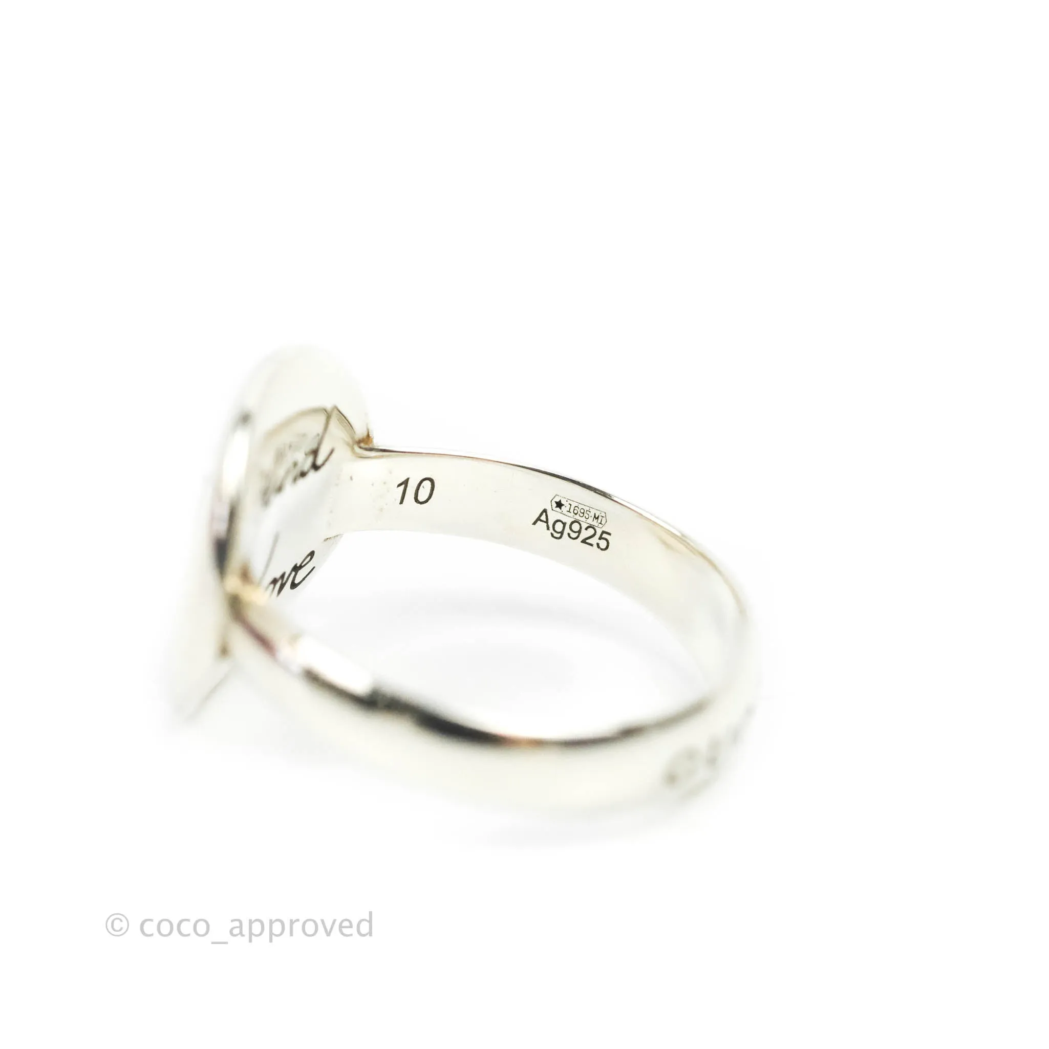 Gucci Blind For Love Mystic Cat Engraved Ring Sterling Silver Size 10