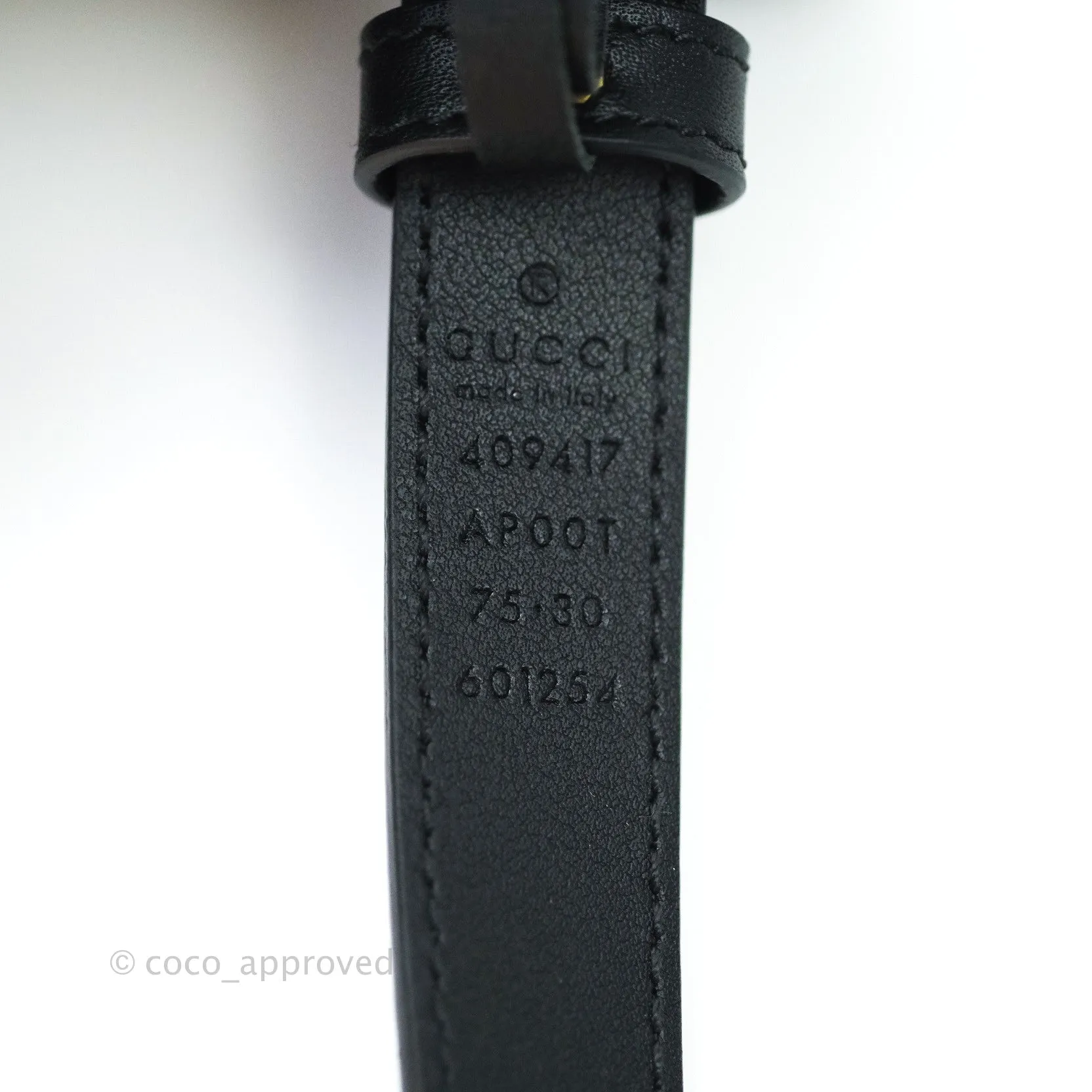 Gucci Calfskin Double GG 20mm Belt 75 30 Black