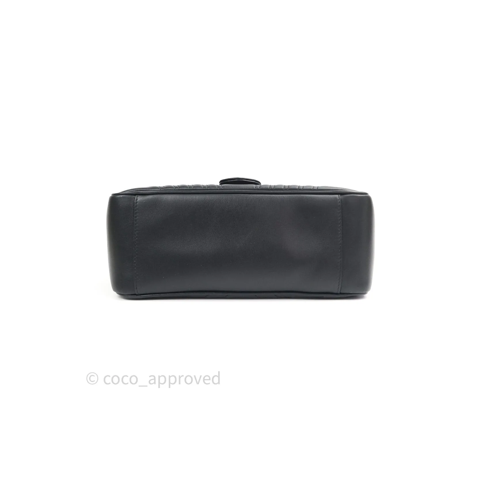 Gucci Calfskin Matelasse Small GG Marmont Top Handle Bag Black
