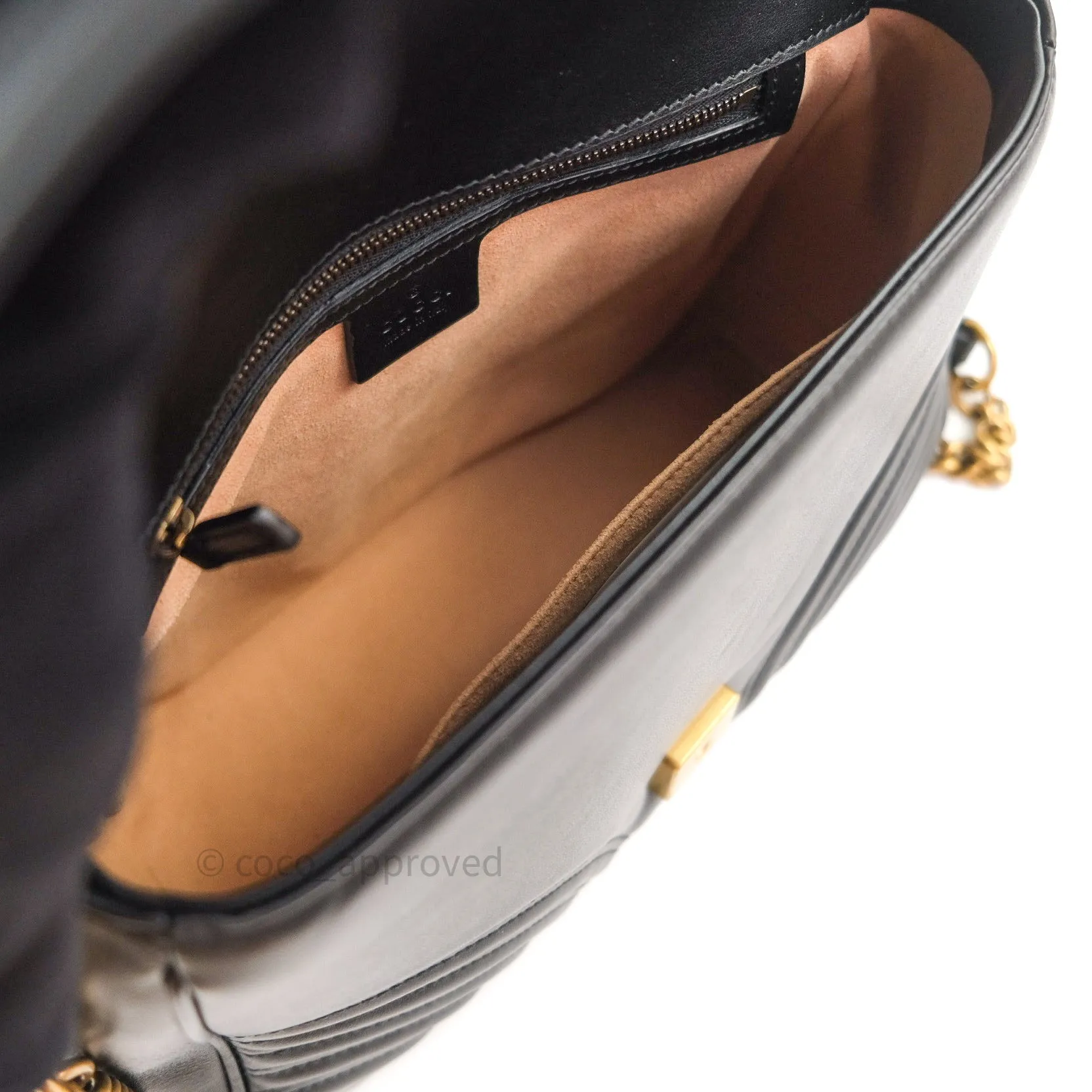 Gucci Calfskin Matelasse Small GG Marmont Top Handle Bag Black