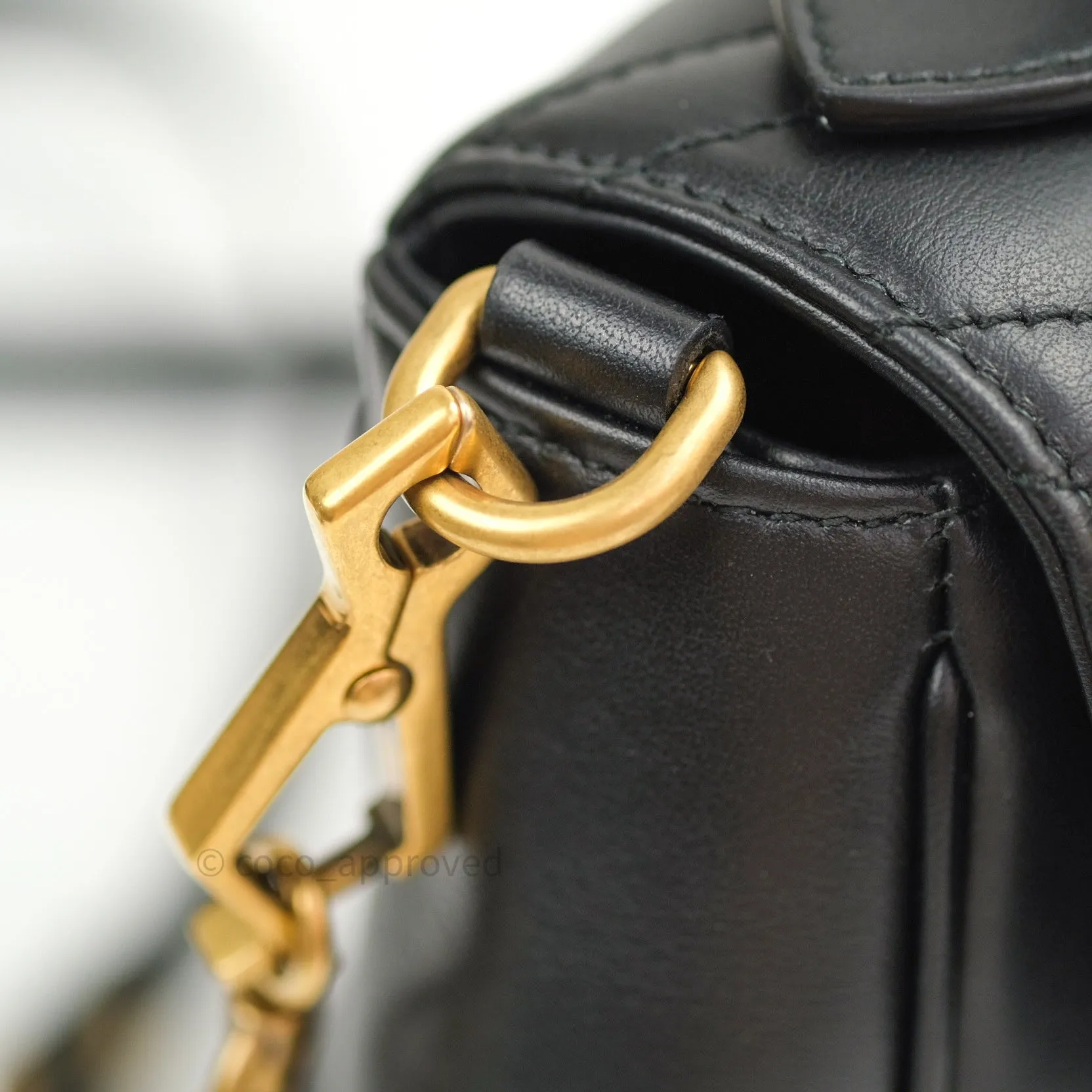 Gucci Calfskin Matelasse Small GG Marmont Top Handle Bag Black