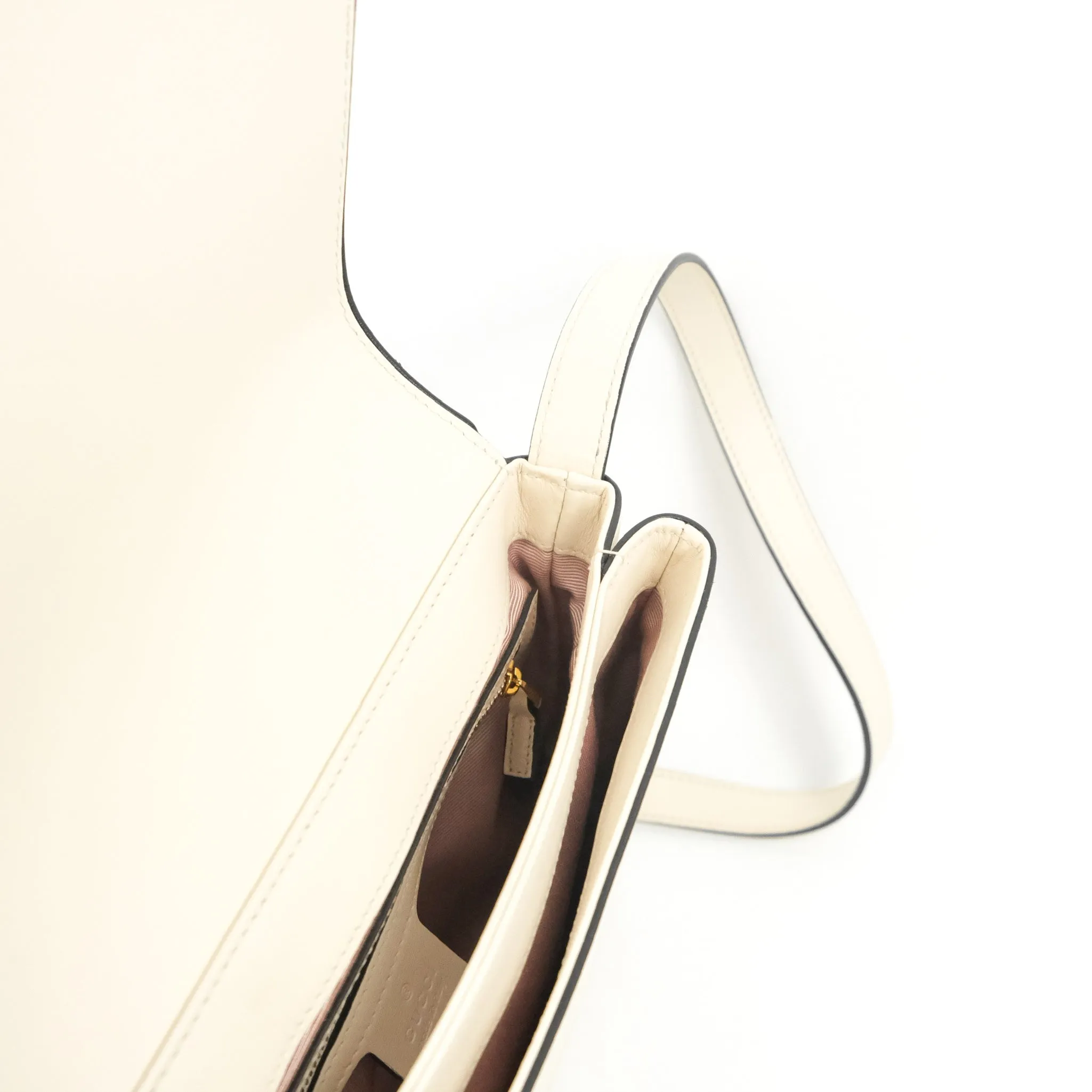 Gucci Calfskin Medium Arli Flap Shoulder Bag White