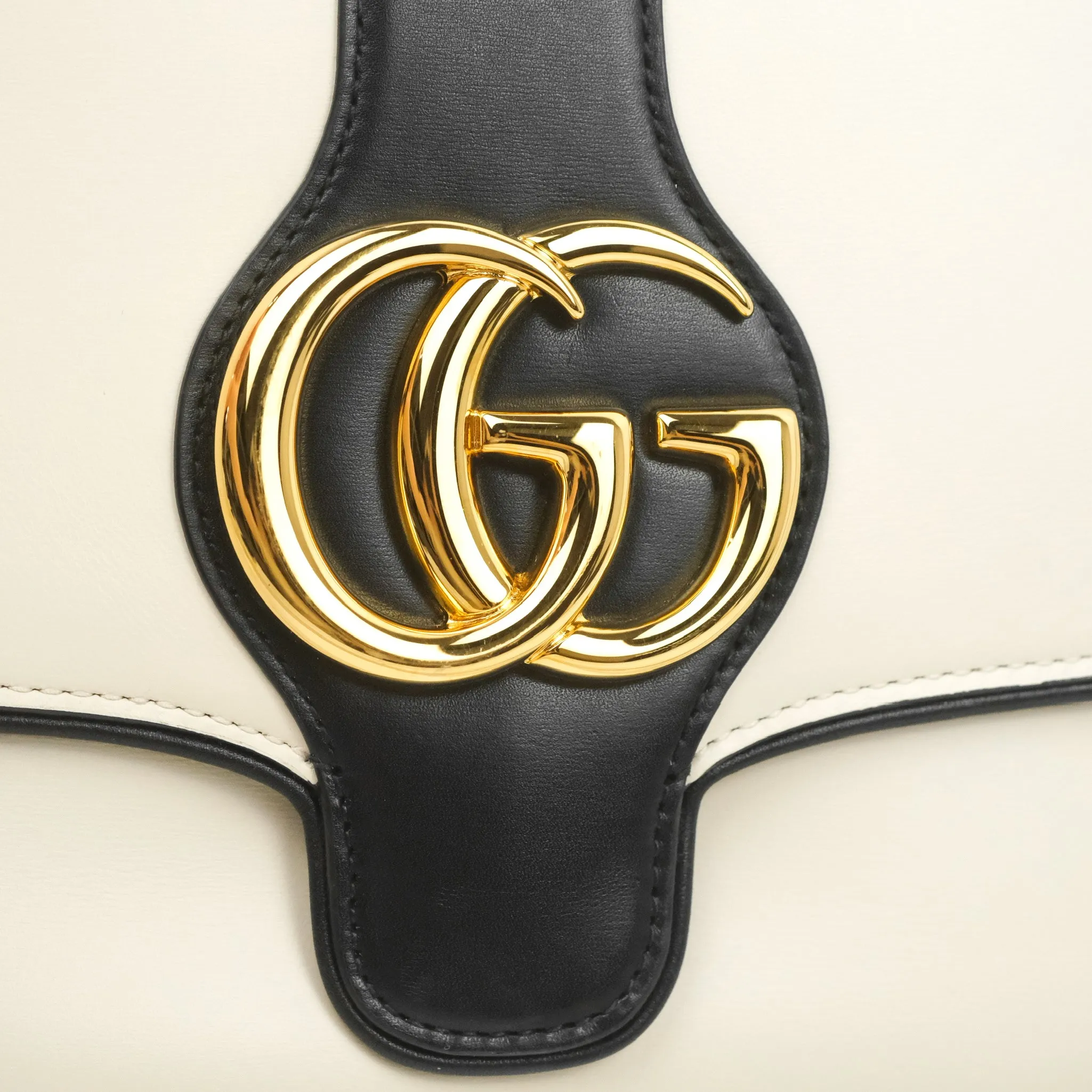 Gucci Calfskin Medium Arli Flap Shoulder Bag White