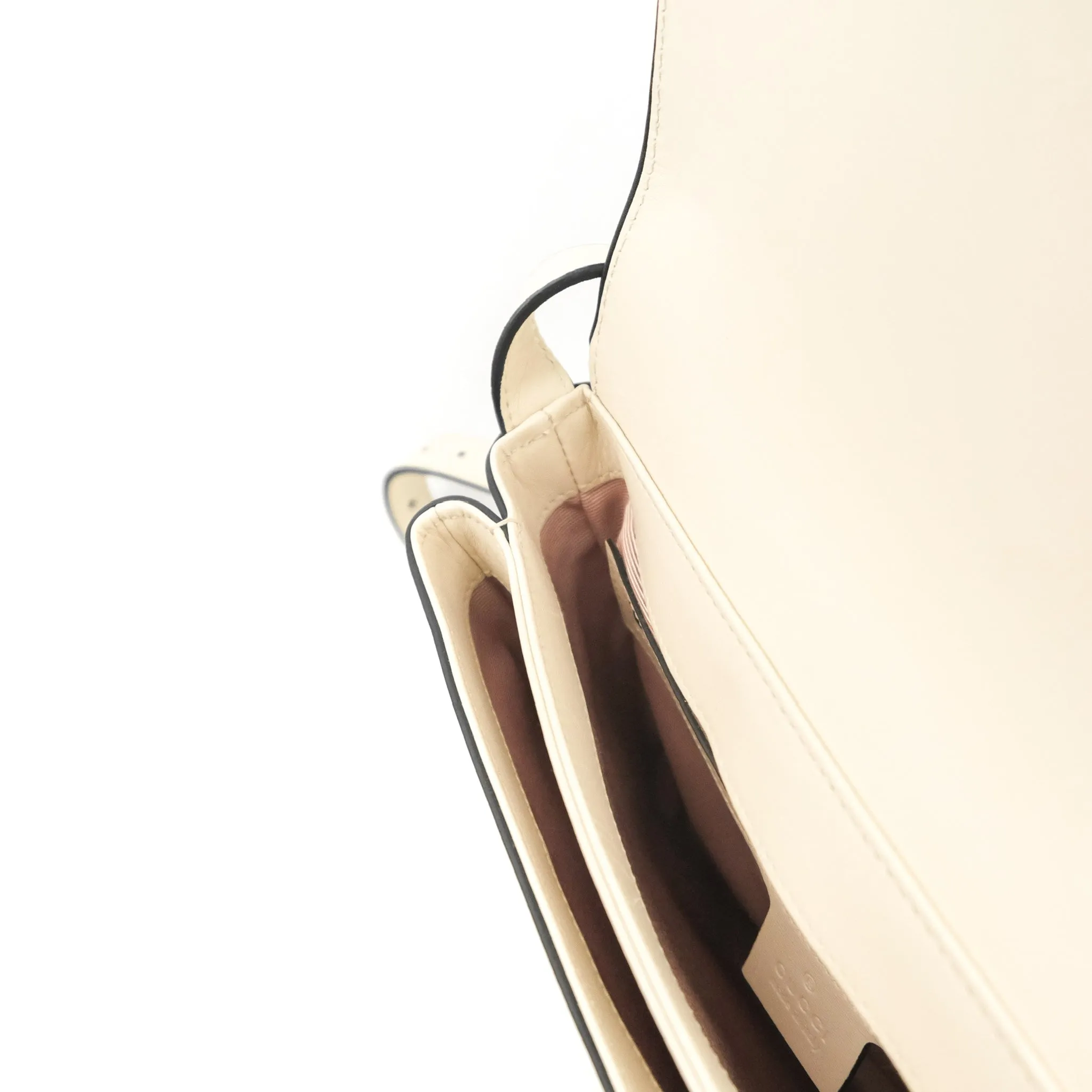 Gucci Calfskin Medium Arli Flap Shoulder Bag White