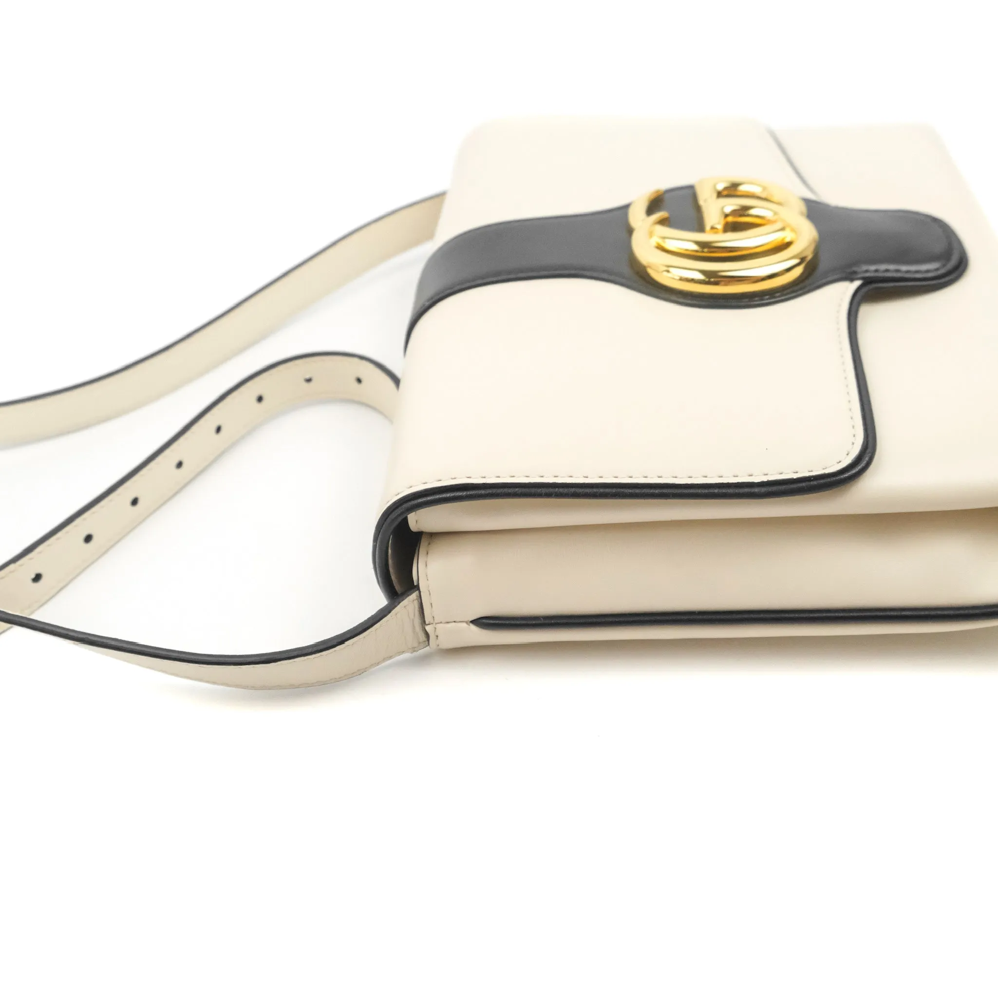 Gucci Calfskin Medium Arli Flap Shoulder Bag White