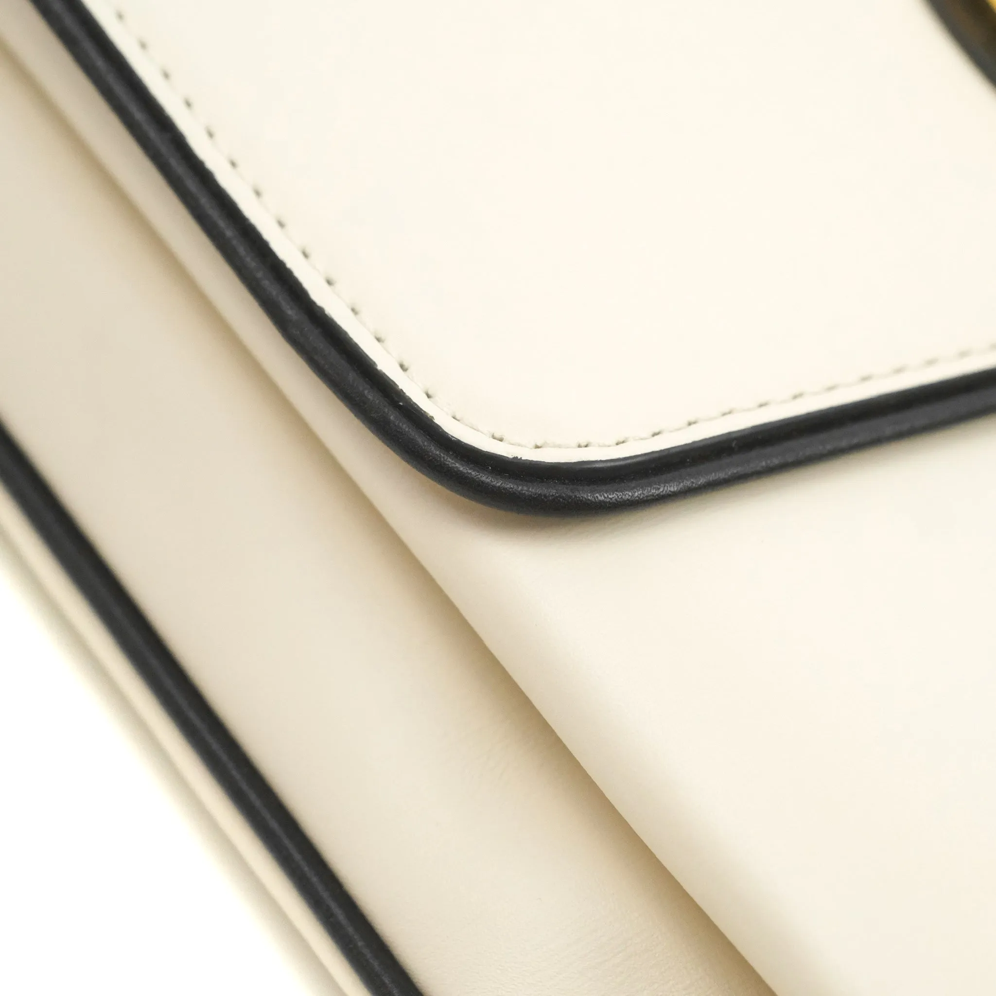 Gucci Calfskin Medium Arli Flap Shoulder Bag White