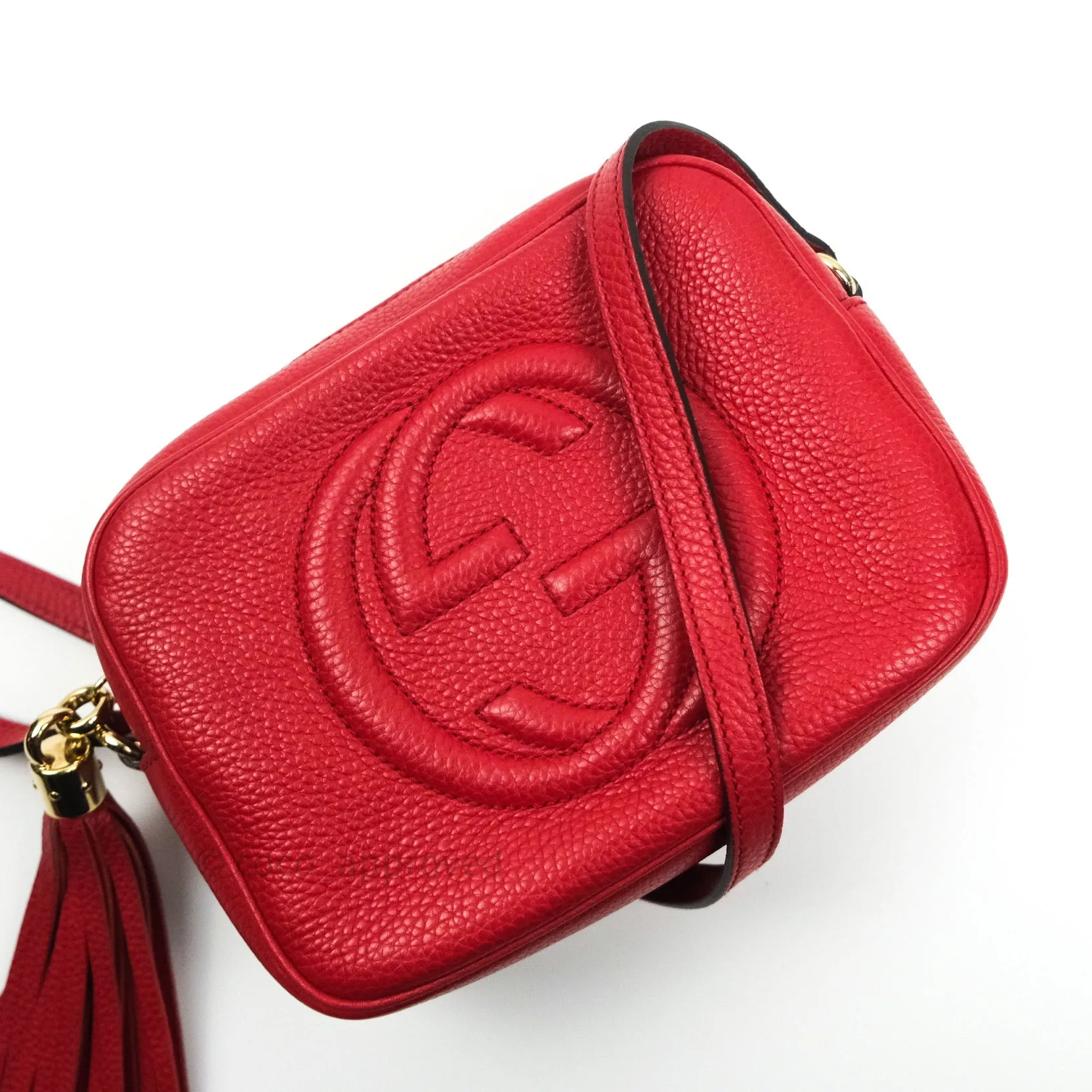 Gucci Calfskin Small Soho Disco Bag Red