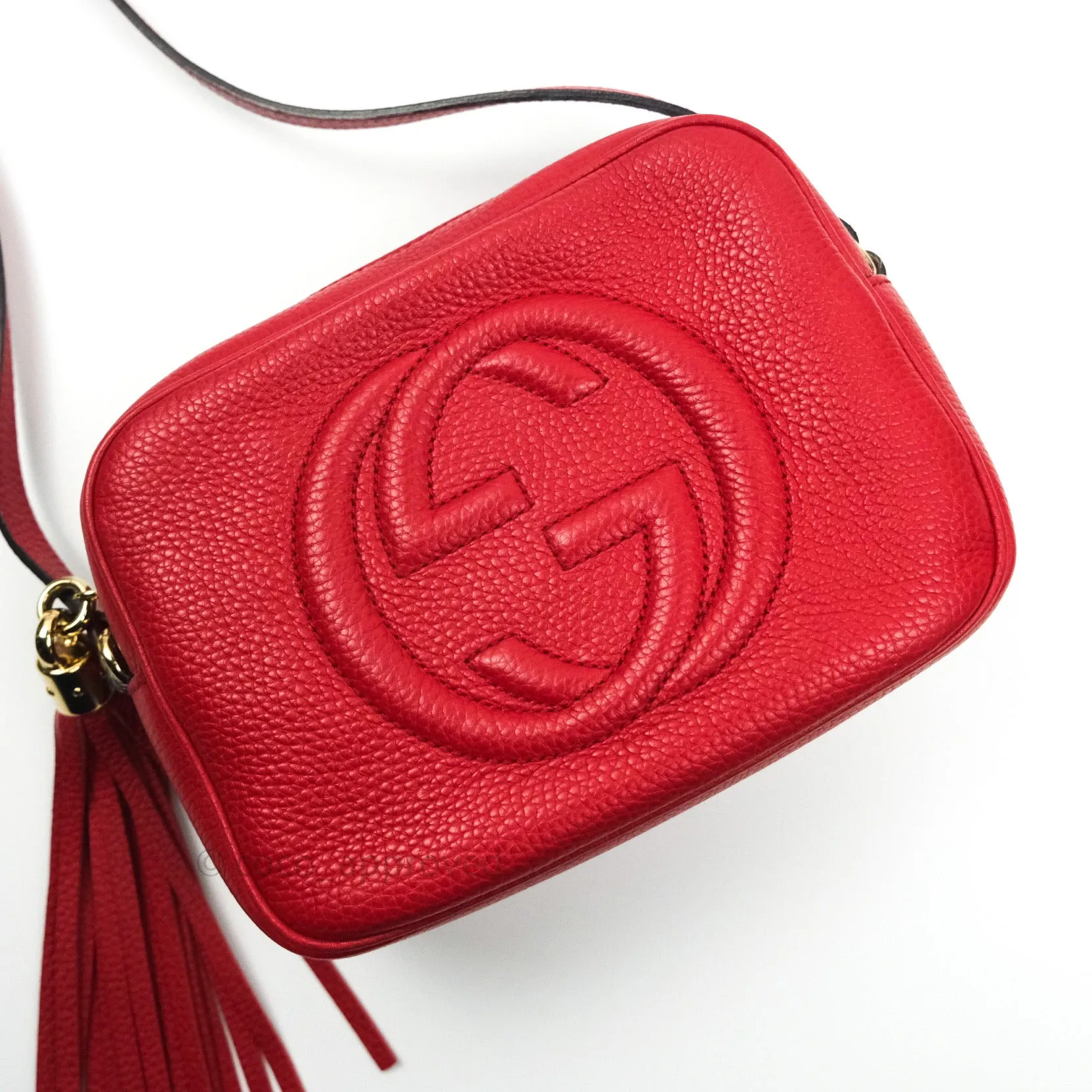 Gucci Calfskin Small Soho Disco Bag Red