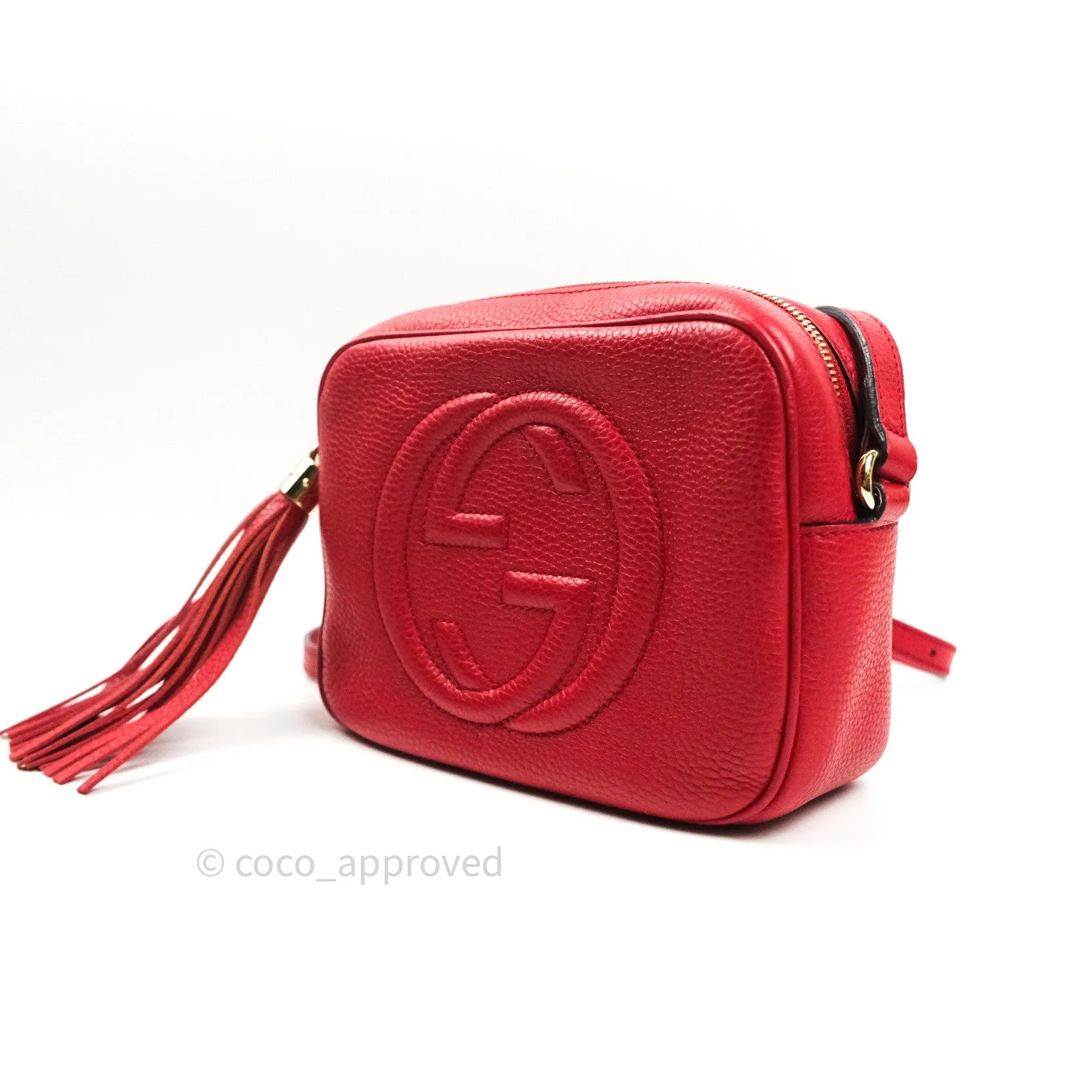 Gucci Calfskin Small Soho Disco Bag Red