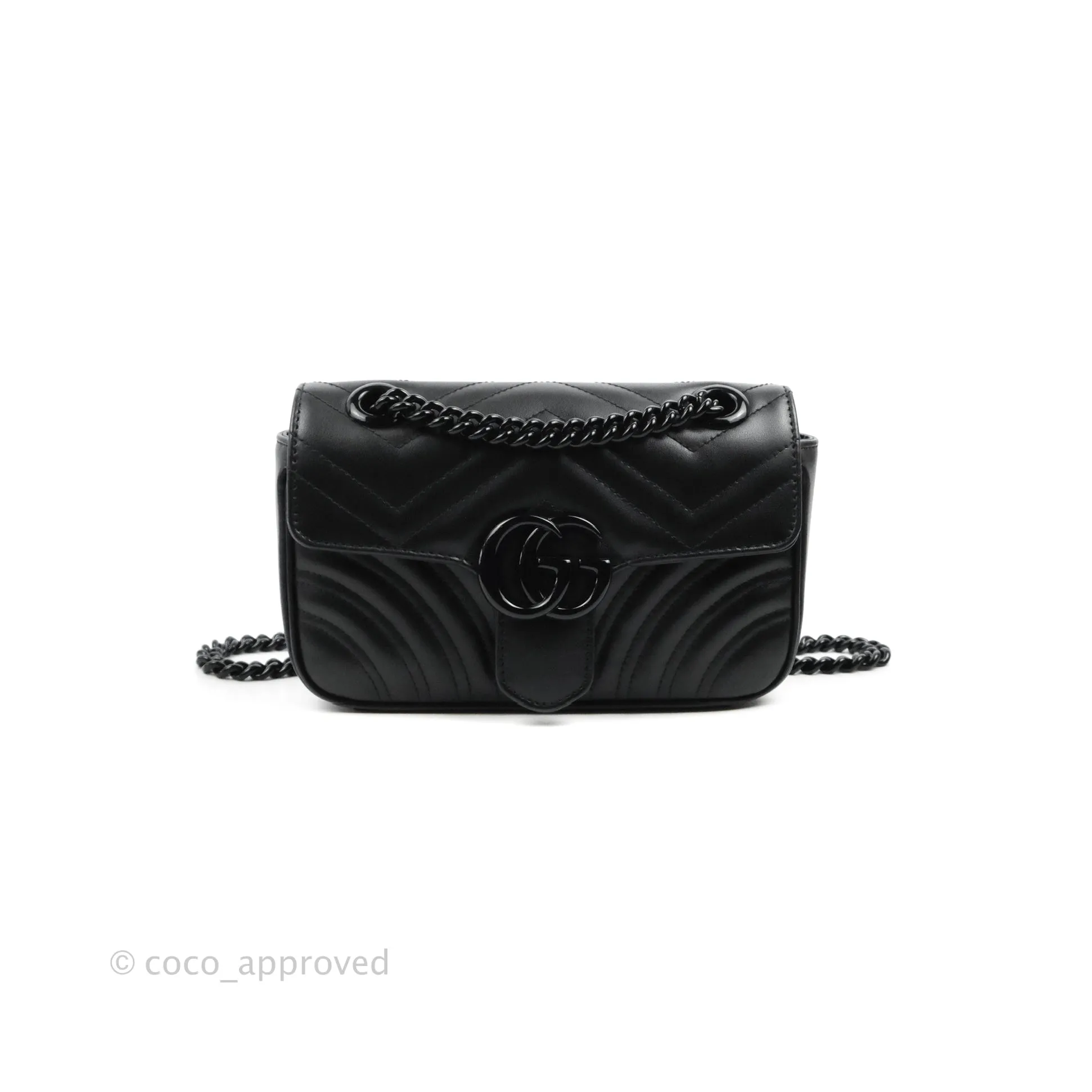 Gucci Chevron GG Marmont Matelass Mini Bag So Black Black Hardware