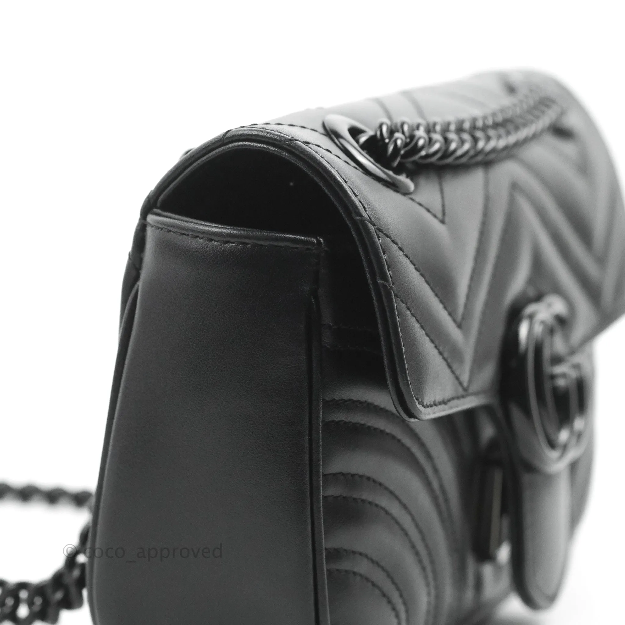 Gucci Chevron GG Marmont Matelass Mini Bag So Black Black Hardware