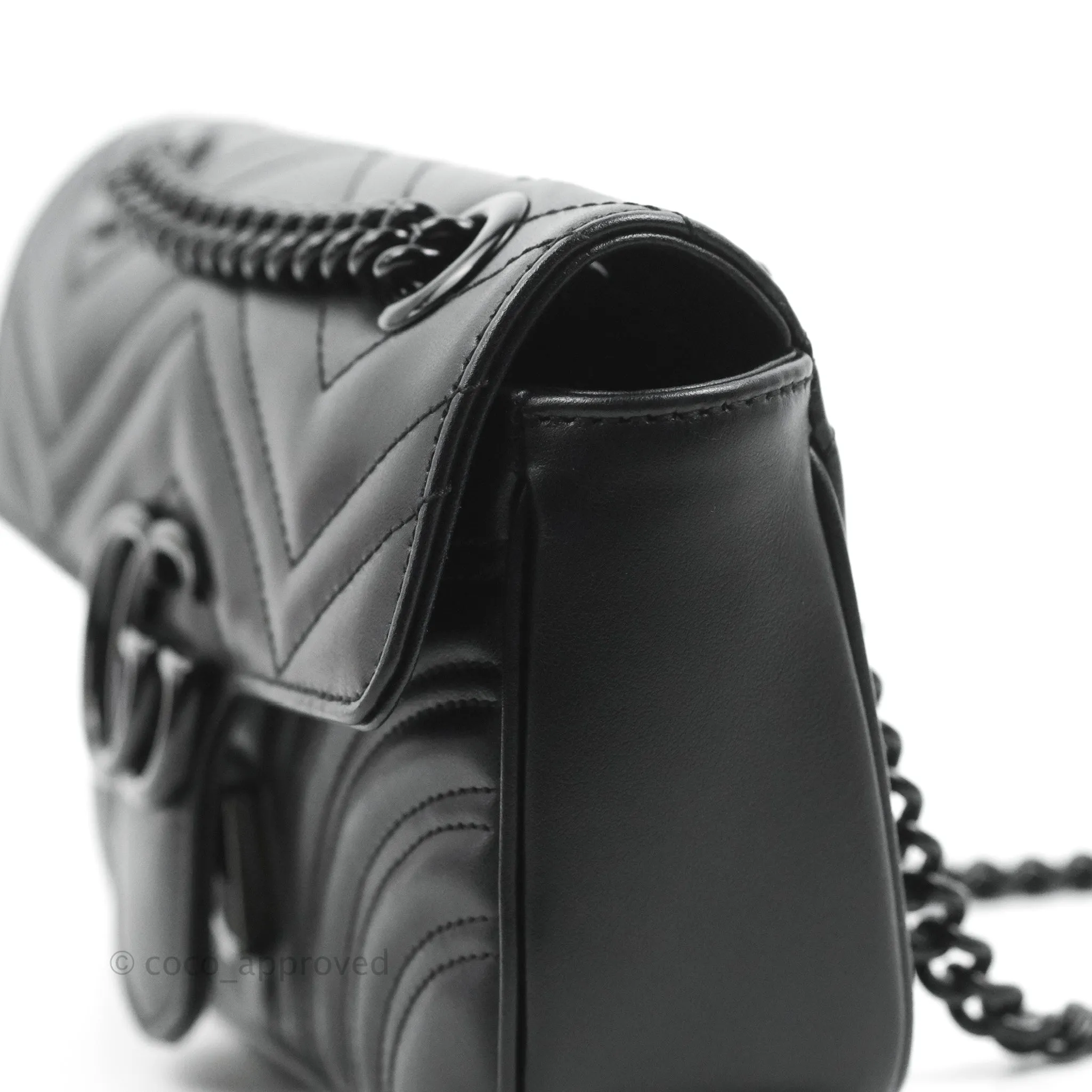 Gucci Chevron GG Marmont Matelass Mini Bag So Black Black Hardware