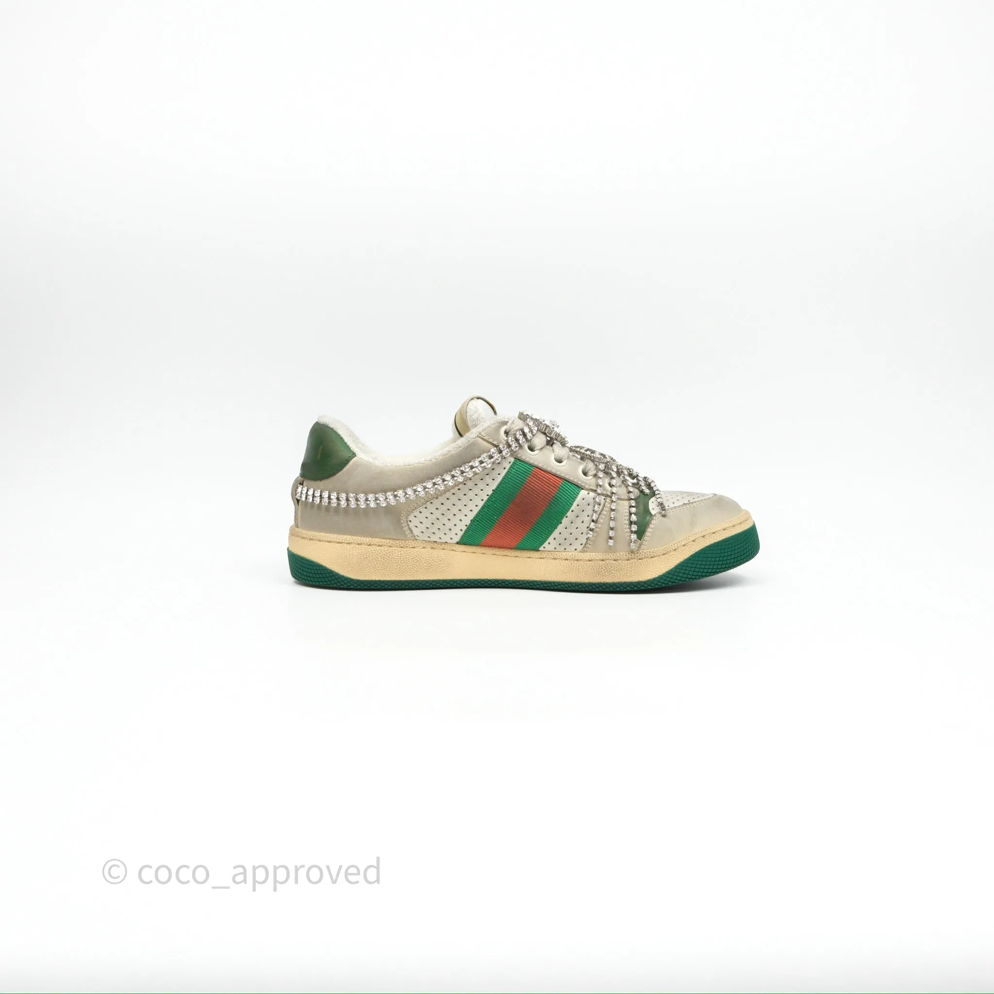 Gucci Crystals Embellished Low Top Sneakers Size 37