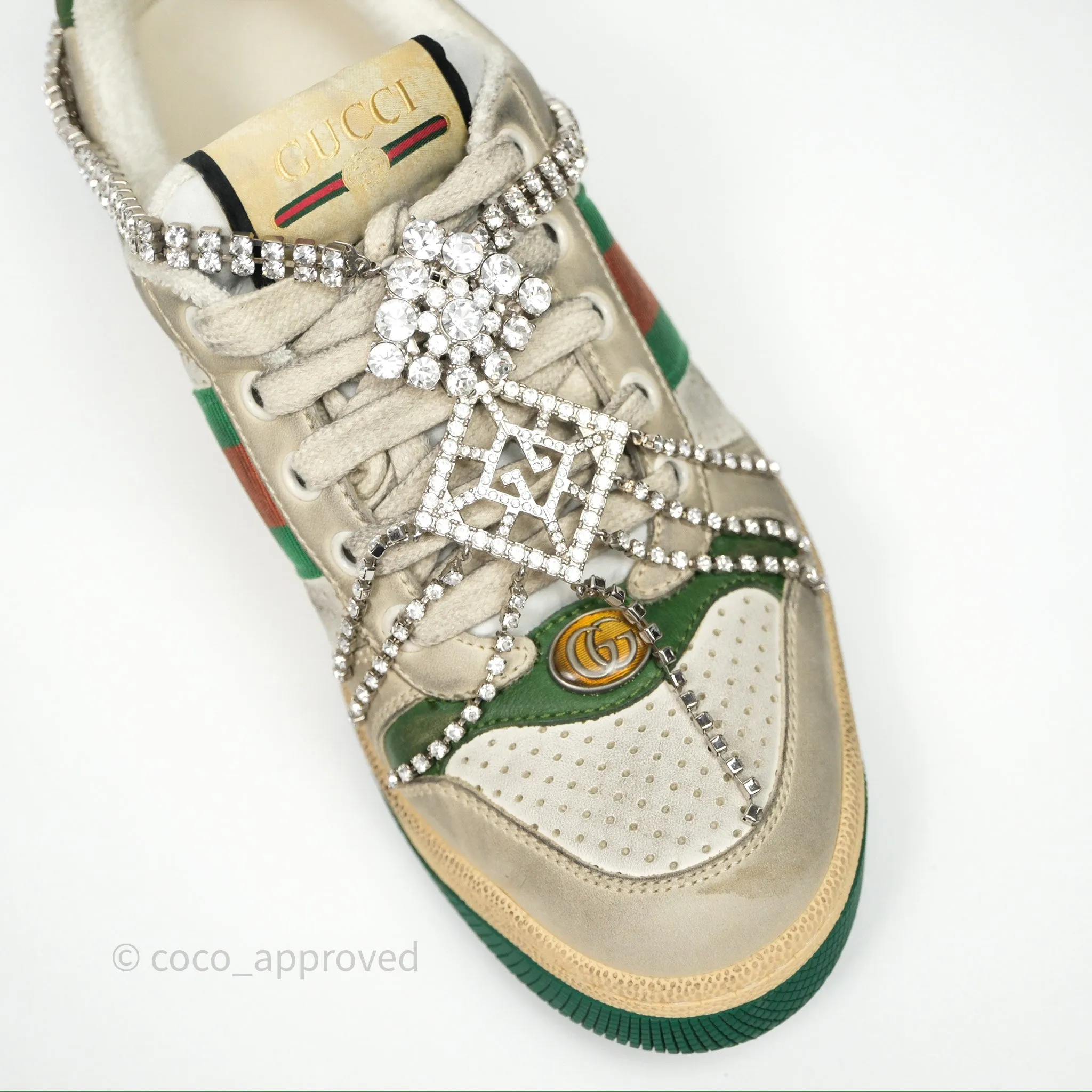 Gucci Crystals Embellished Low Top Sneakers Size 37